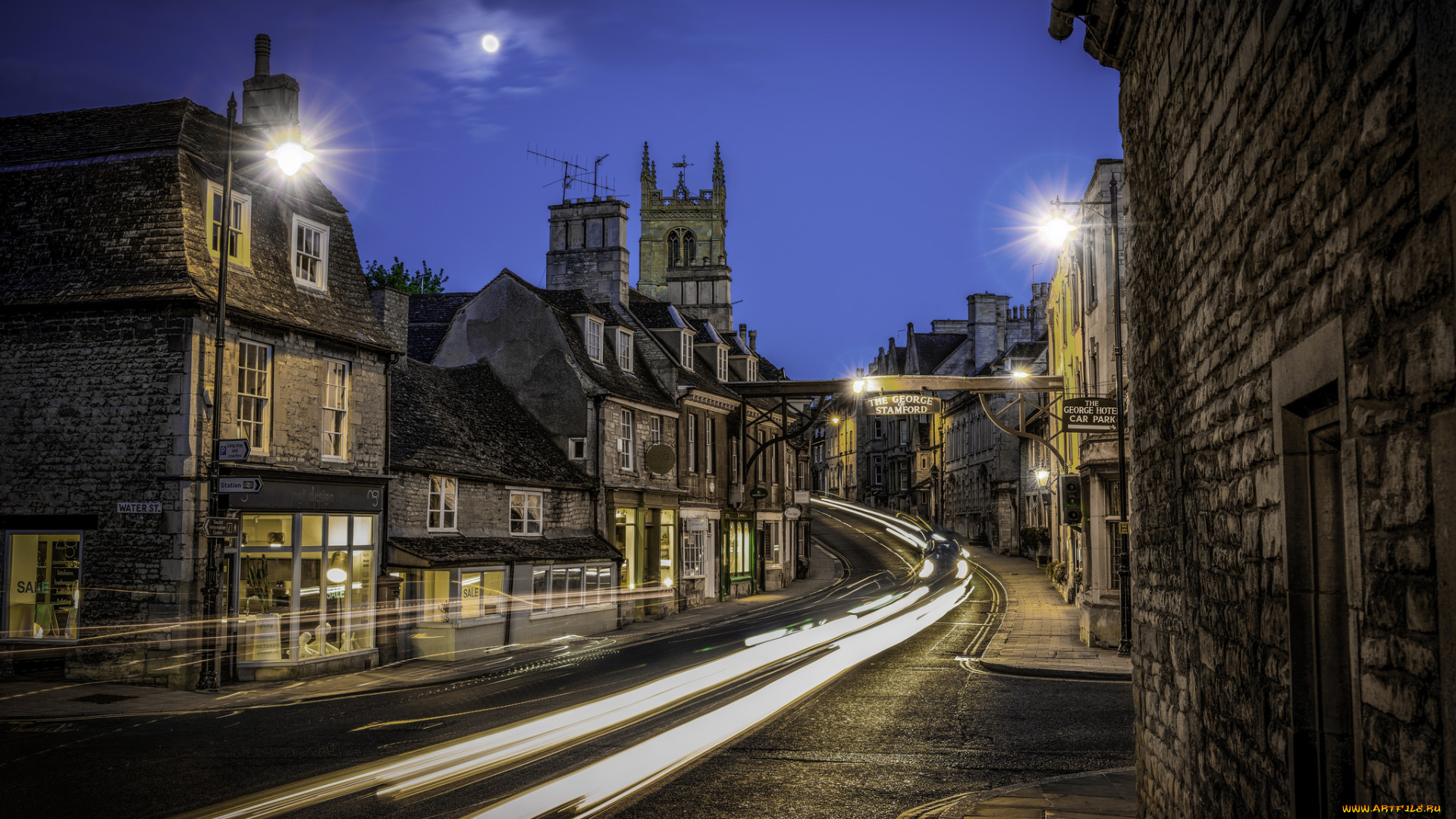 stamford, города, -, улицы, , площади, , набережные, ночь, дорога