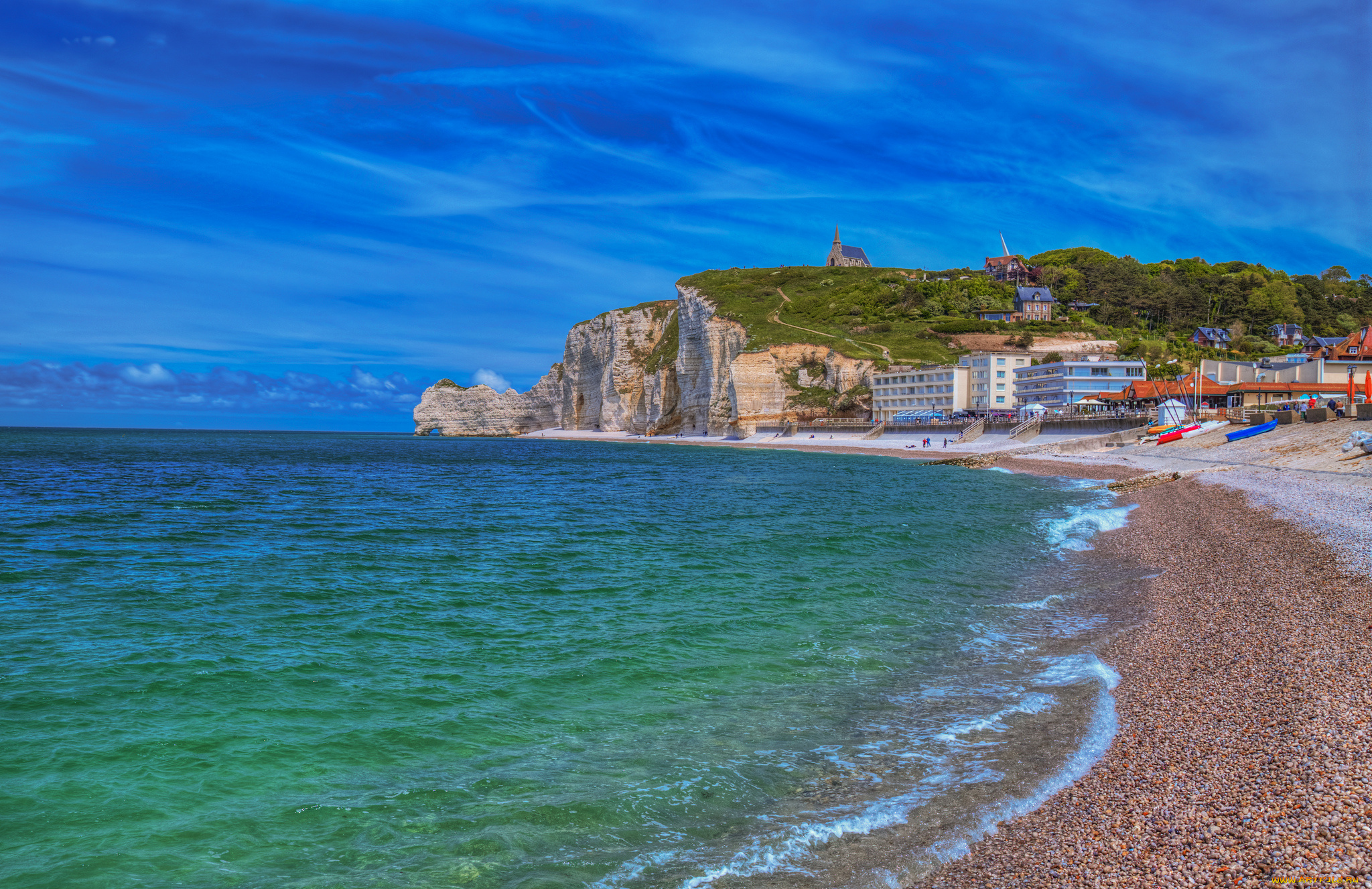 этрета, города, -, панорамы, побережье, курорт