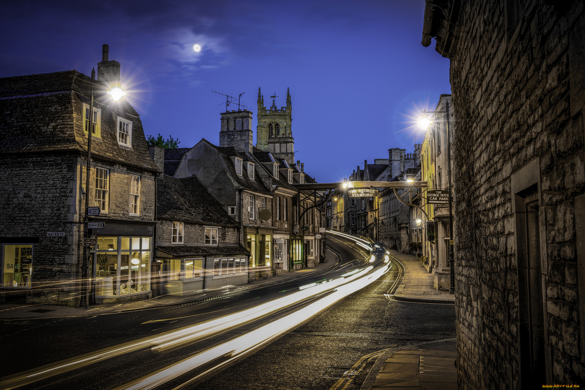 stamford, города, -, улицы, , площади, , набережные, ночь, дорога