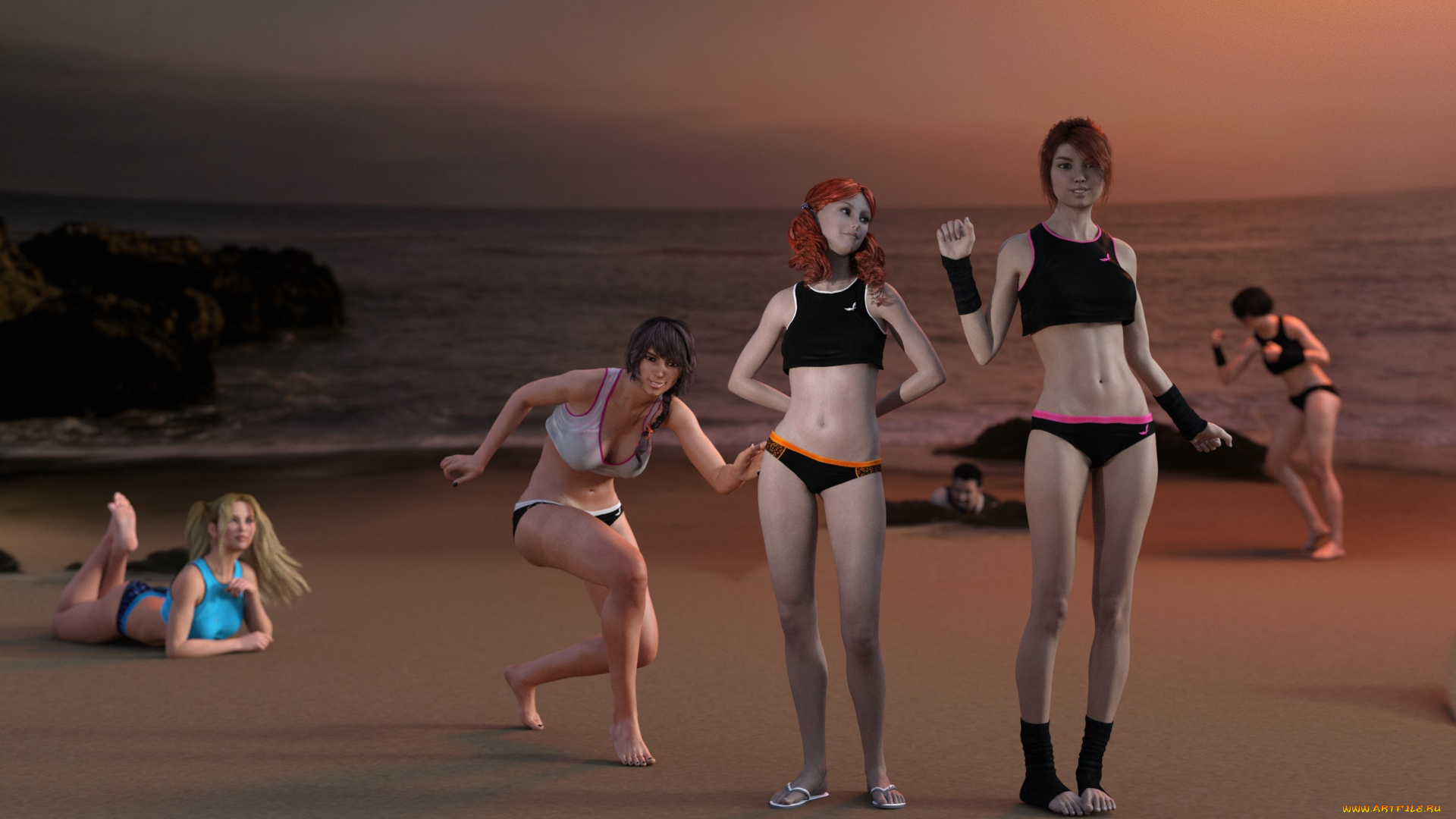 3д, графика, люди, , people, девушки, фон, взгляд