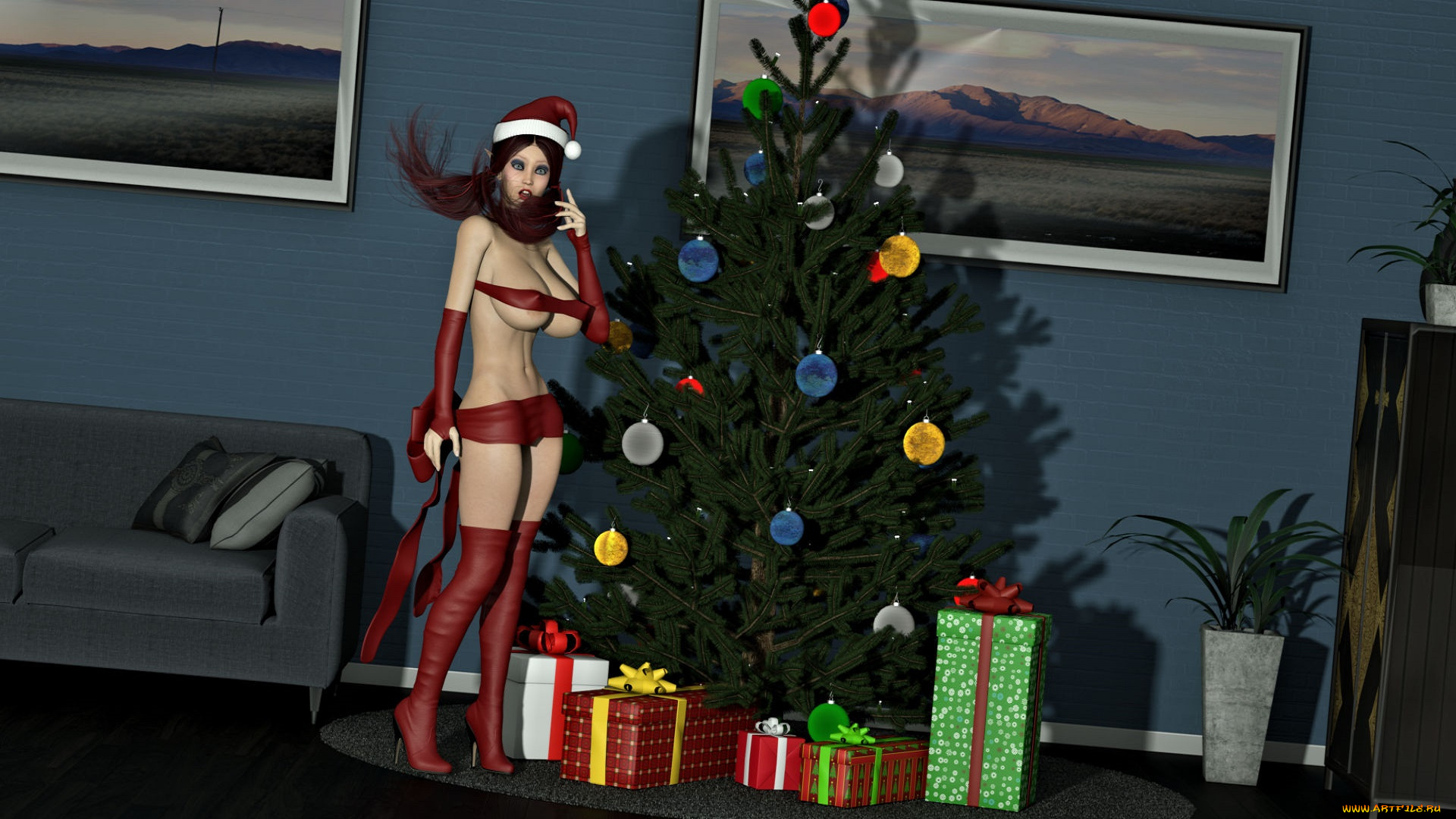 3д, графика, праздники, , holidays, взгляд, фон, девушка