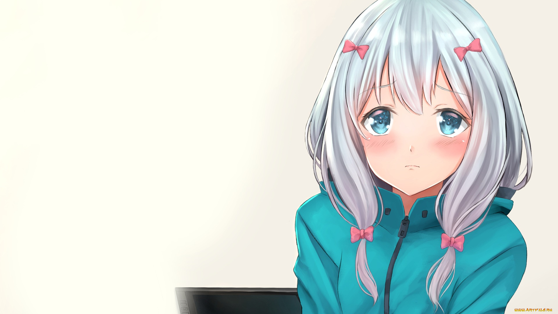 аниме, eromanga-sensei, девушка, взгляд, фон