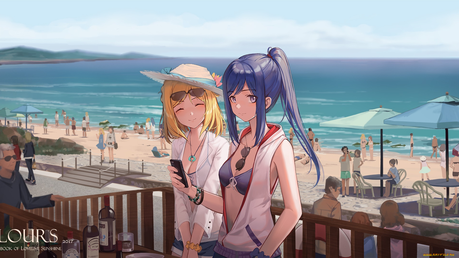 аниме, love, live, , school, idol, project, девушки, фон, взгляд