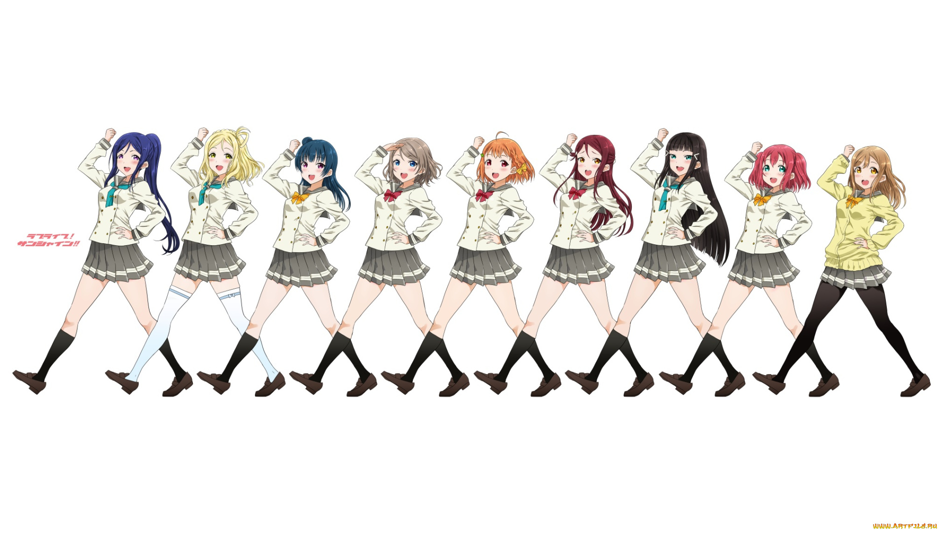 аниме, love, live, , school, idol, project, фон, взгляд, девушки