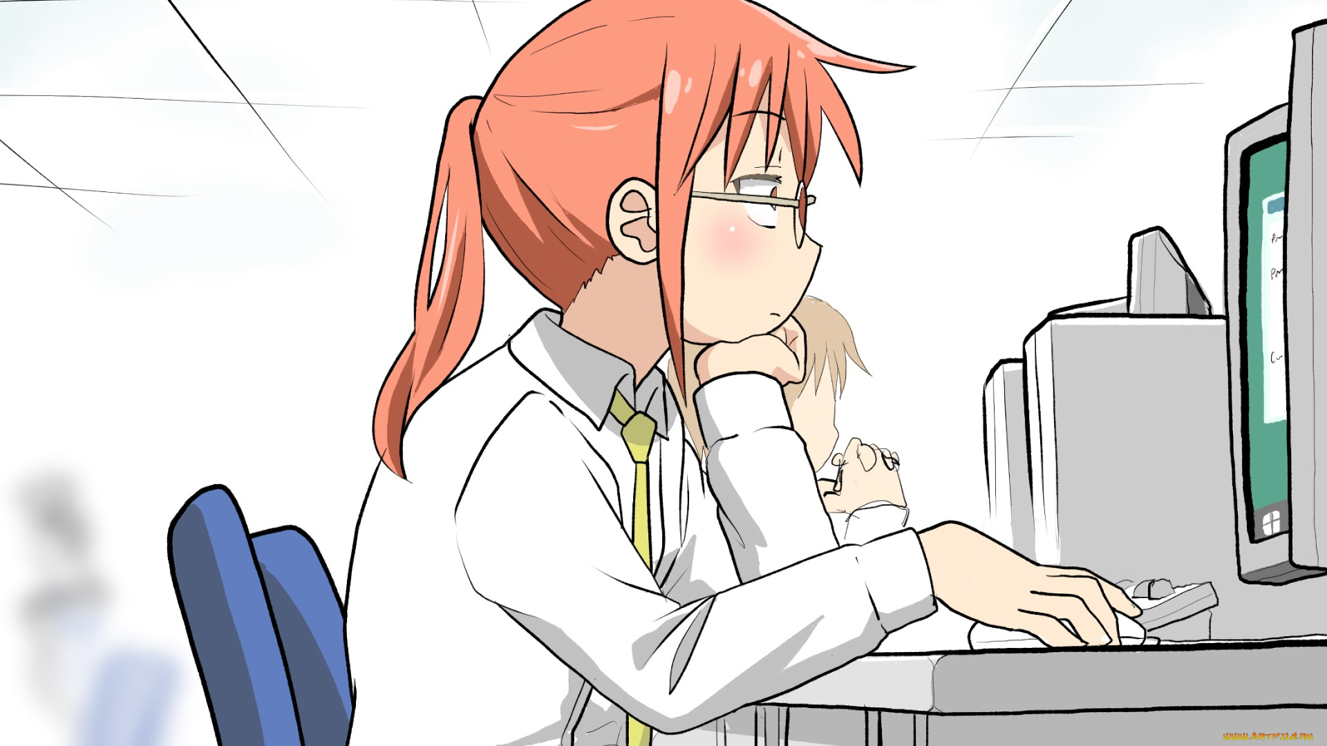 аниме, miss, kobayashi`s, dragon, maid, девушка, взгляд, фон