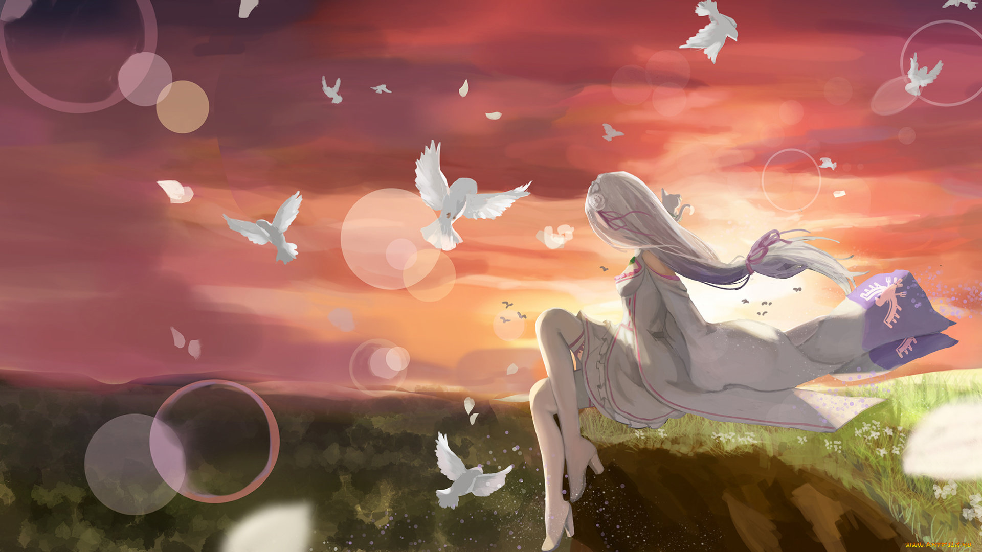 аниме, re, , zero, kara, hajimeru, isekai, seikatsu, фон, взгляд, девушка