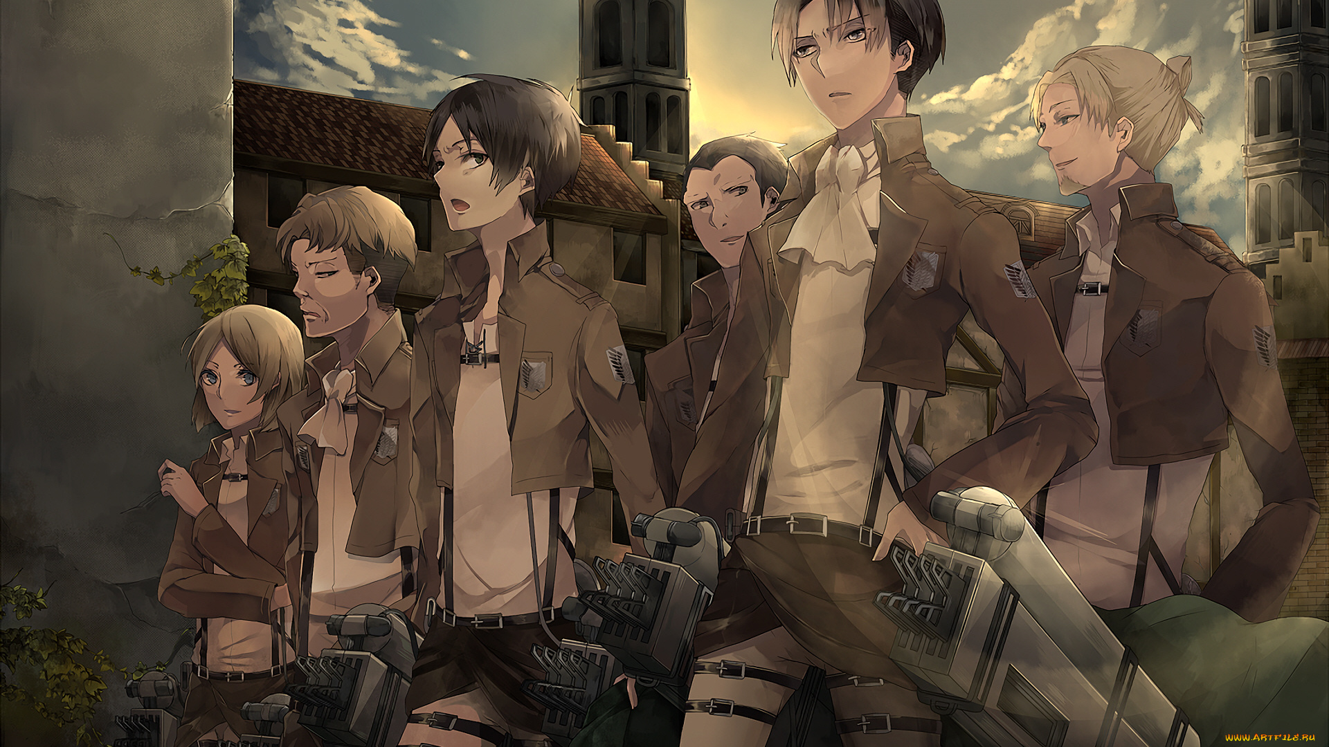 аниме, shingeki, no, kyojin, атака, титанов