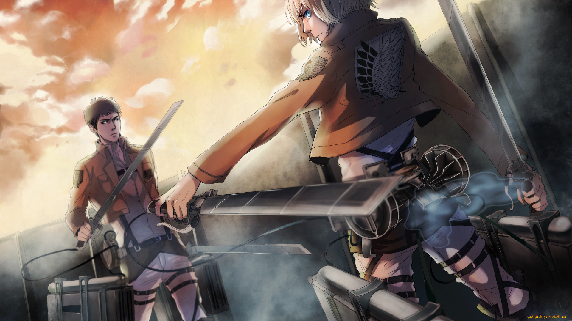 аниме, shingeki, no, kyojin, атака, титанов