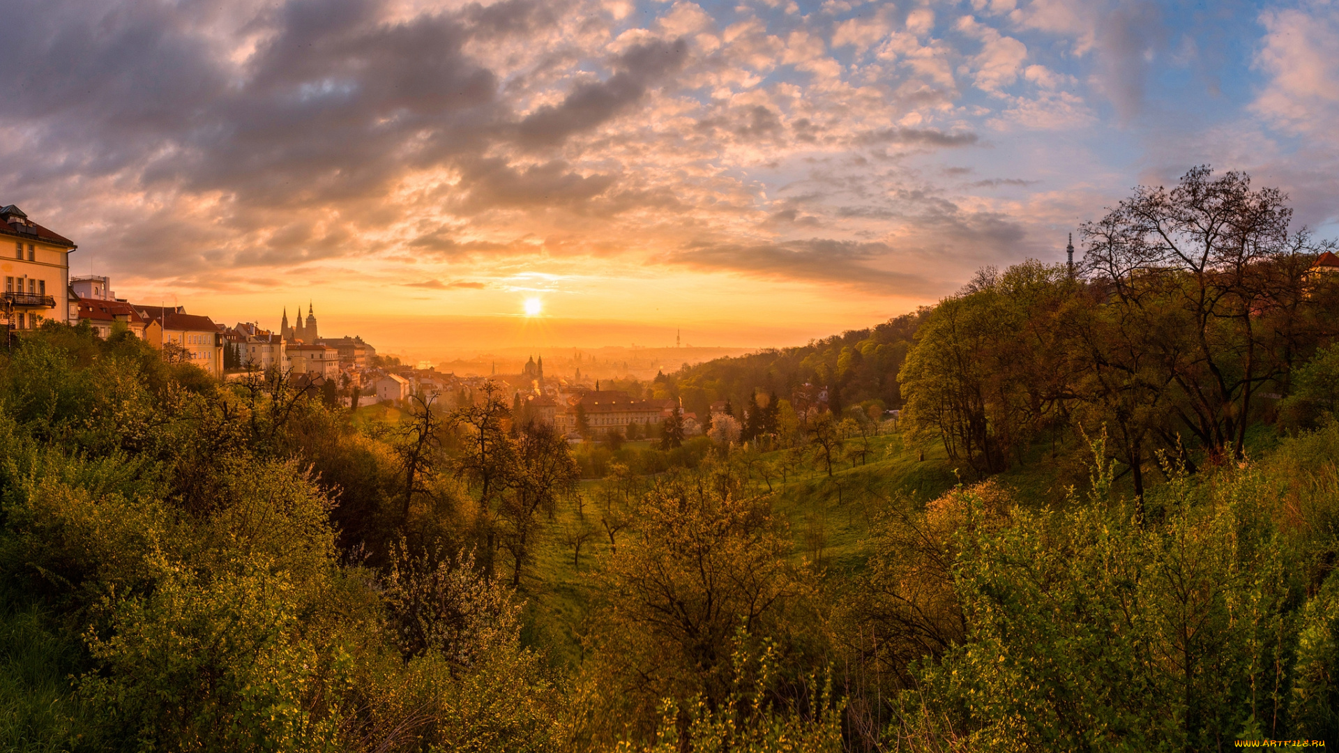 города, -, пейзажи, рассвет