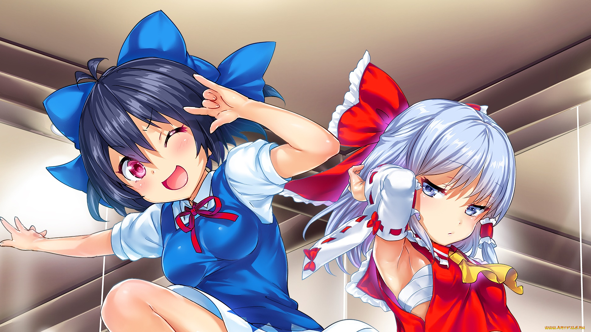 irodori, midori, аниме, девушки, фон, взгляд