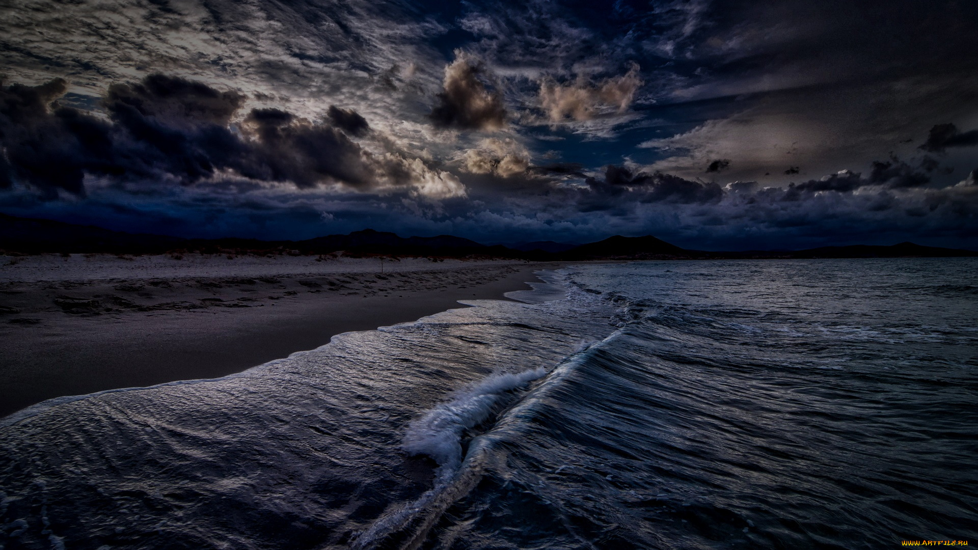 природа, побережье, море, камни, облака