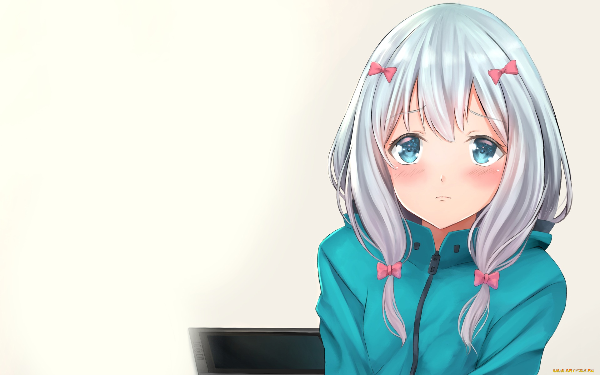 аниме, eromanga-sensei, девушка, взгляд, фон