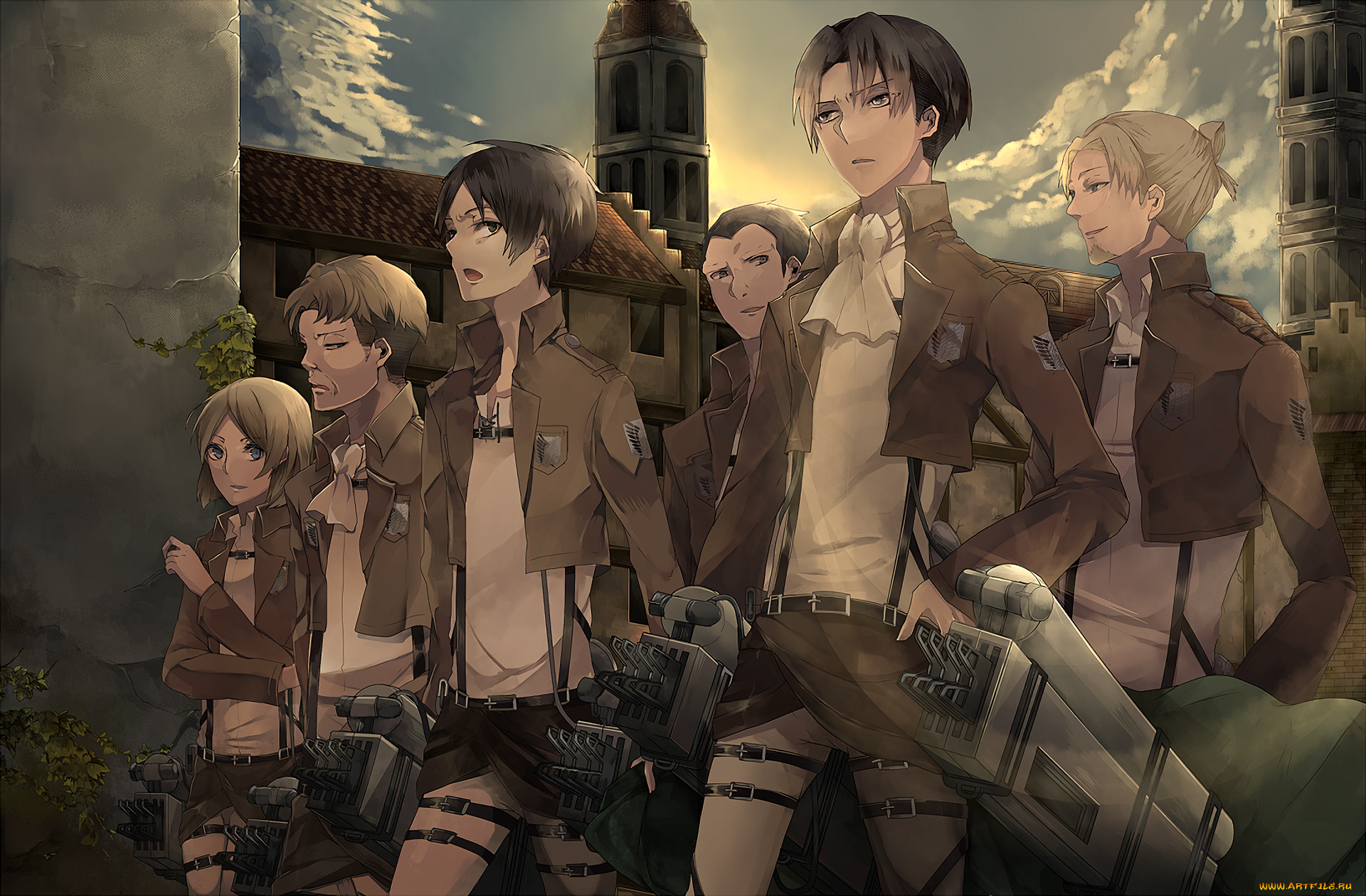 аниме, shingeki, no, kyojin, атака, титанов