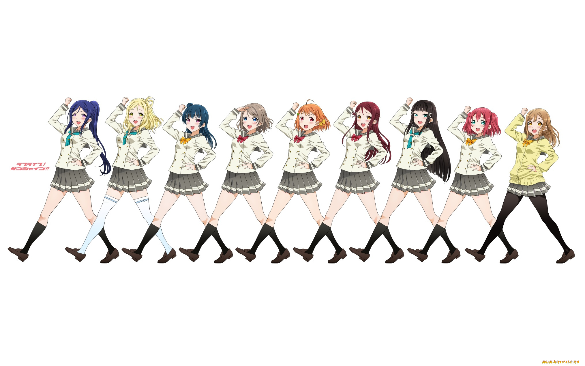 аниме, love, live, , school, idol, project, фон, взгляд, девушки