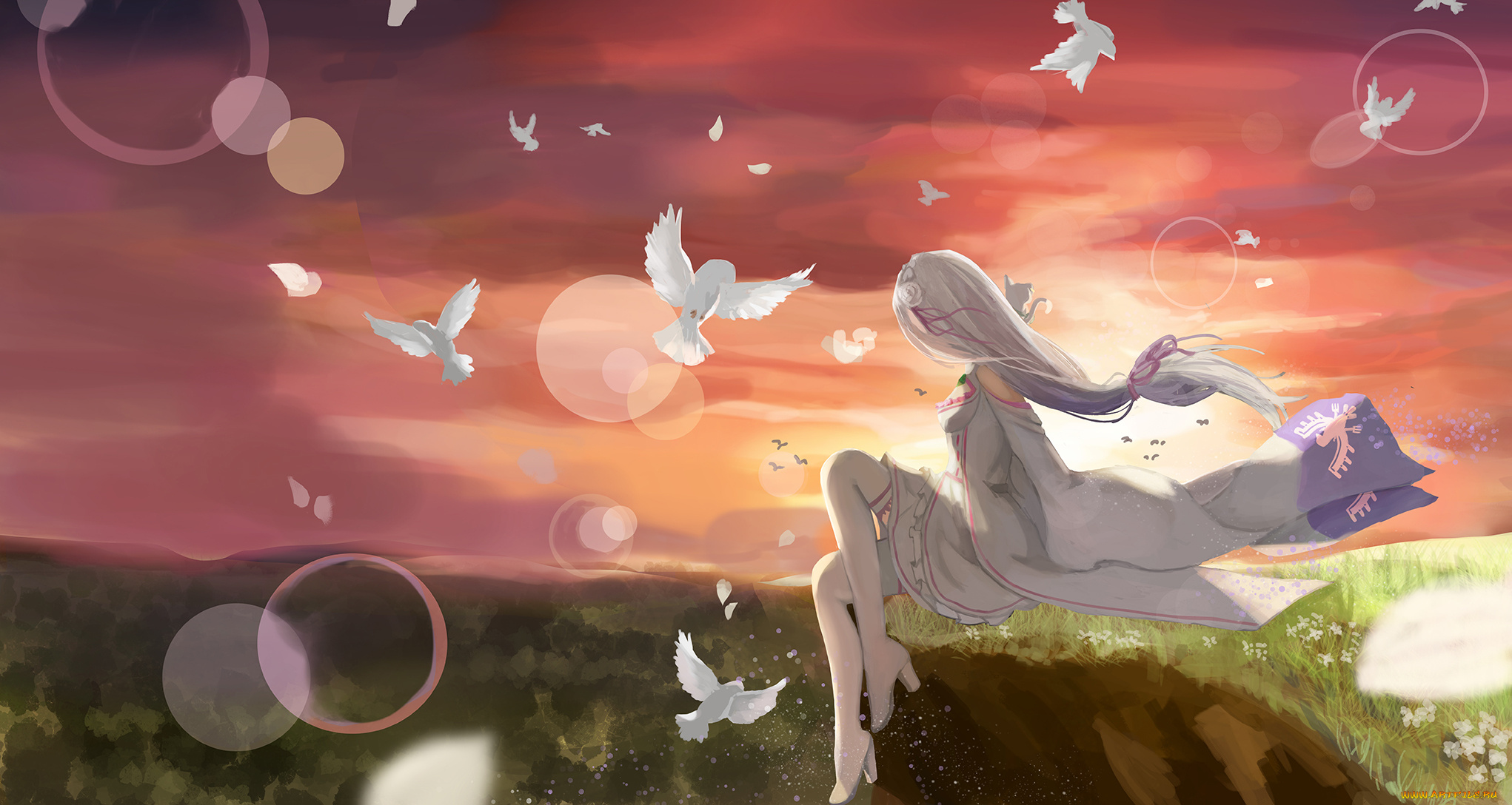 аниме, re, , zero, kara, hajimeru, isekai, seikatsu, фон, взгляд, девушка