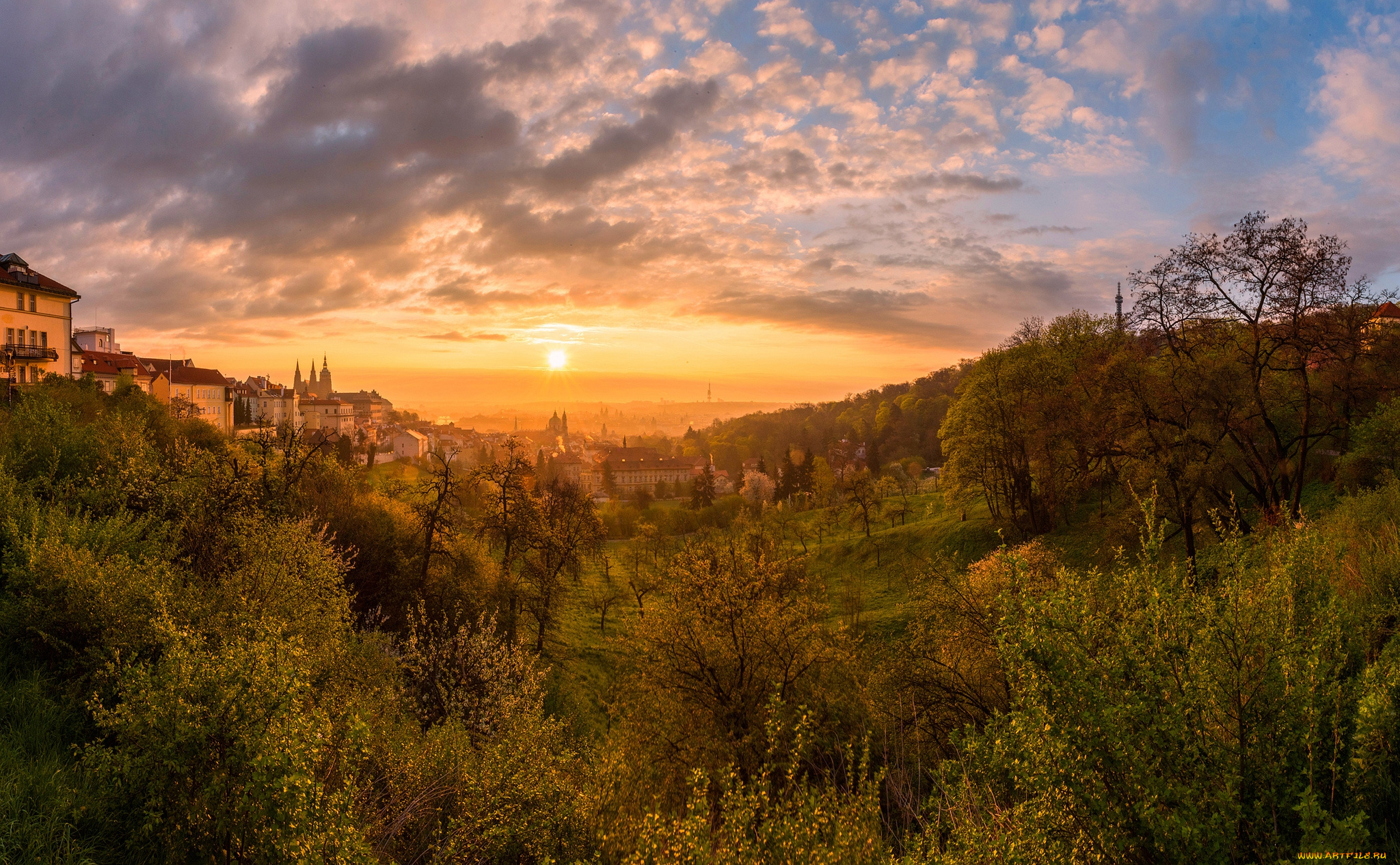 города, -, пейзажи, рассвет