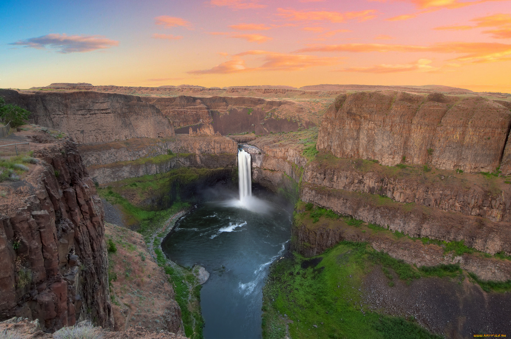 природа, водопады, лес, река, водопад
