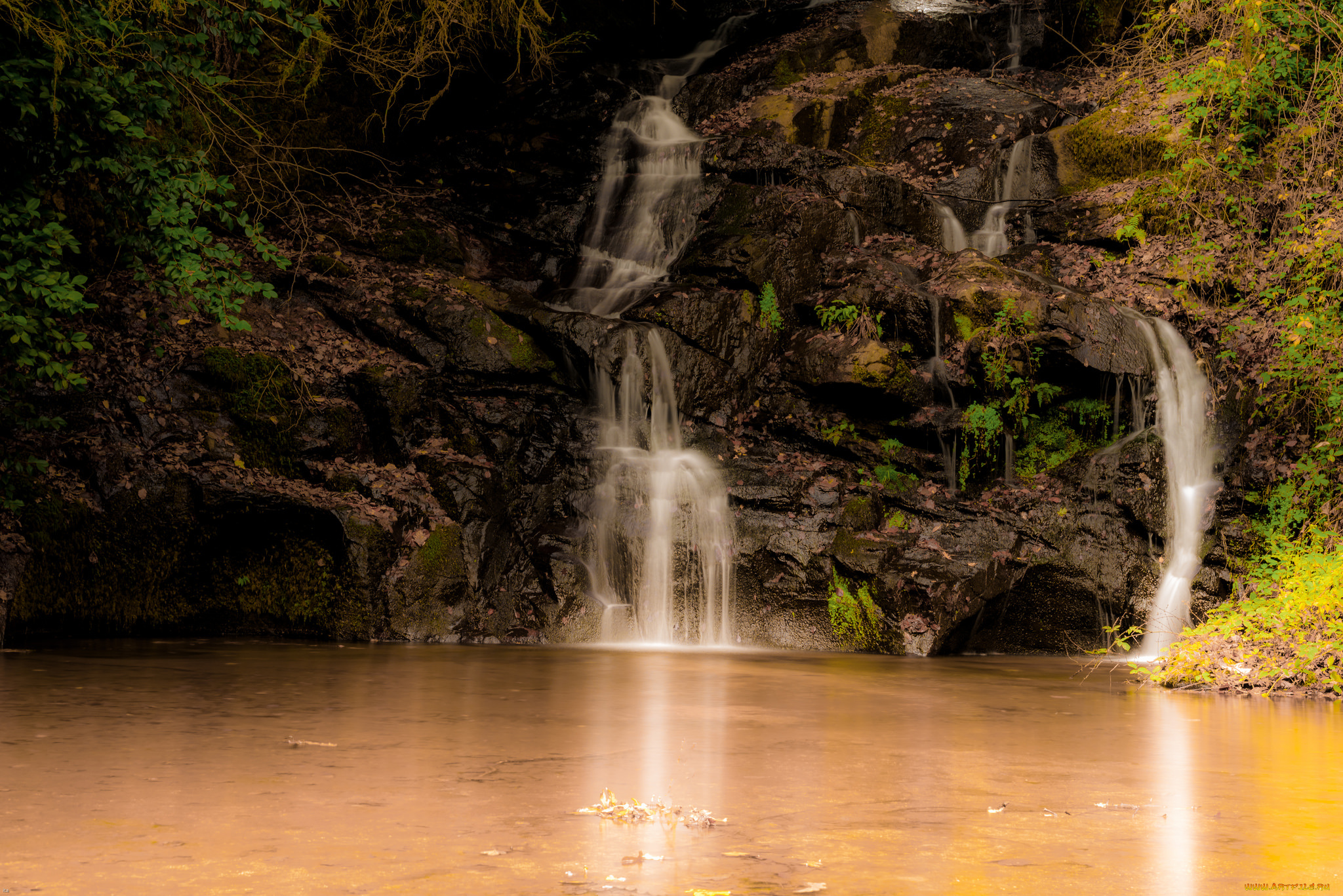 природа, водопады, лес, река, водопад
