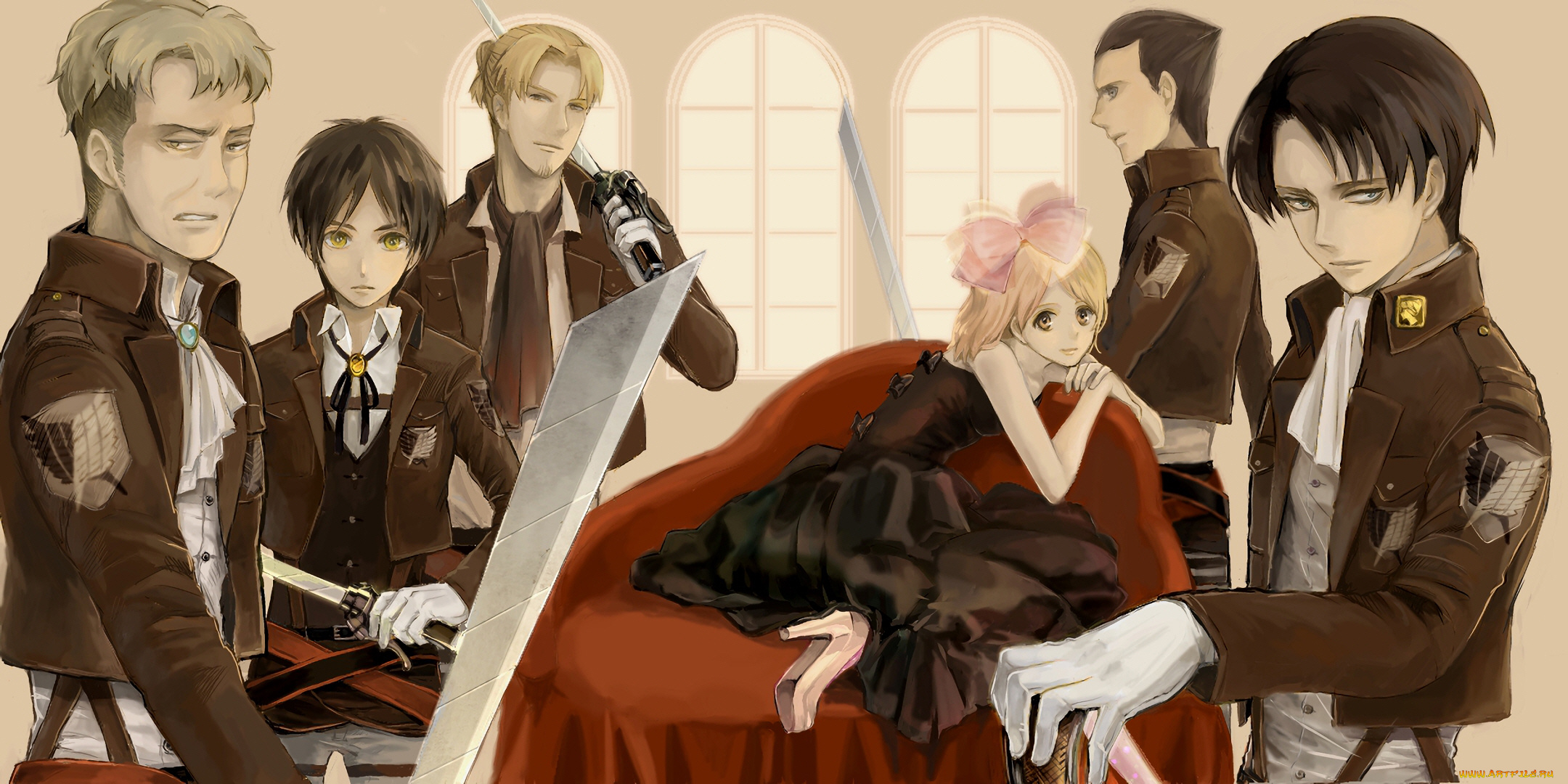 аниме, shingeki, no, kyojin, атака, титанов