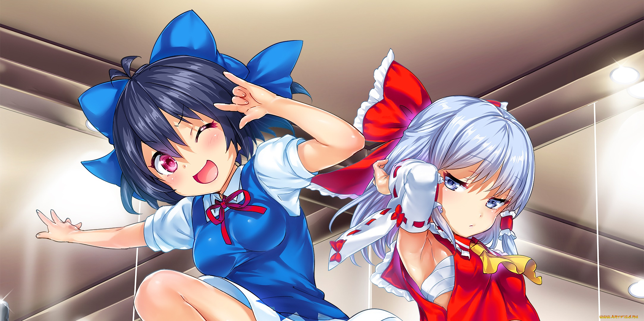 irodori, midori, аниме, девушки, фон, взгляд