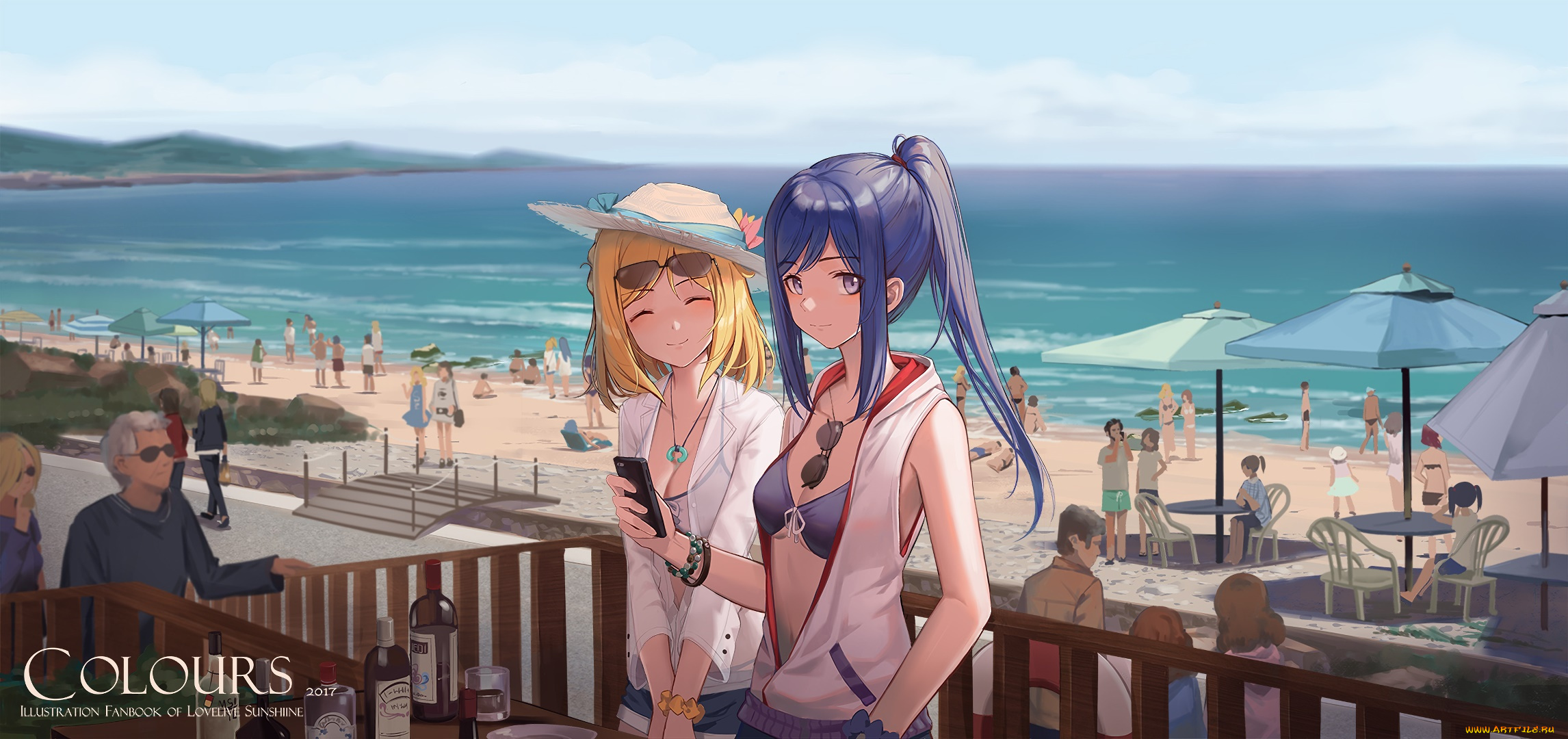 аниме, love, live, , school, idol, project, девушки, фон, взгляд