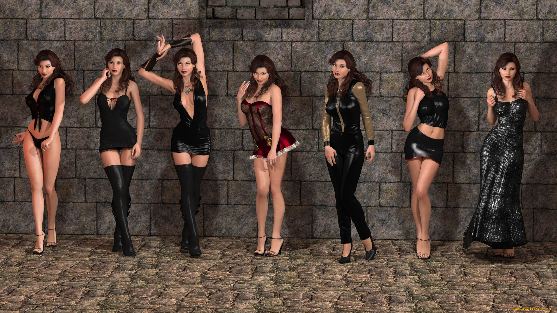 3д, графика, люди, , people, девушки, взгляд, фон