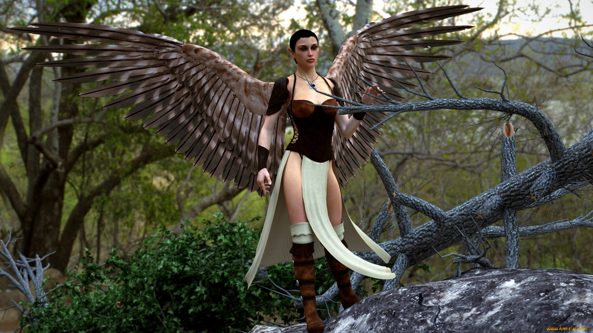 3д, графика, существа, , creatures, девушка, взгляд, фон