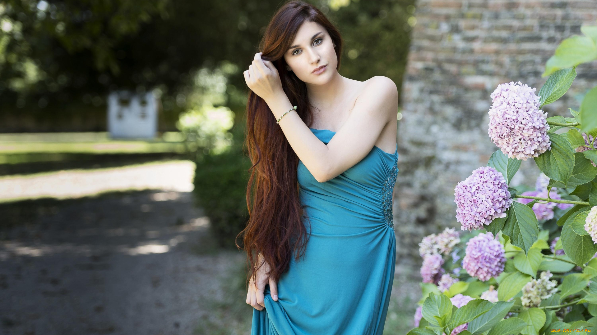 девушки, -unsort, , брюнетки, темноволосые, браслет, шатенка, гортензия, платье