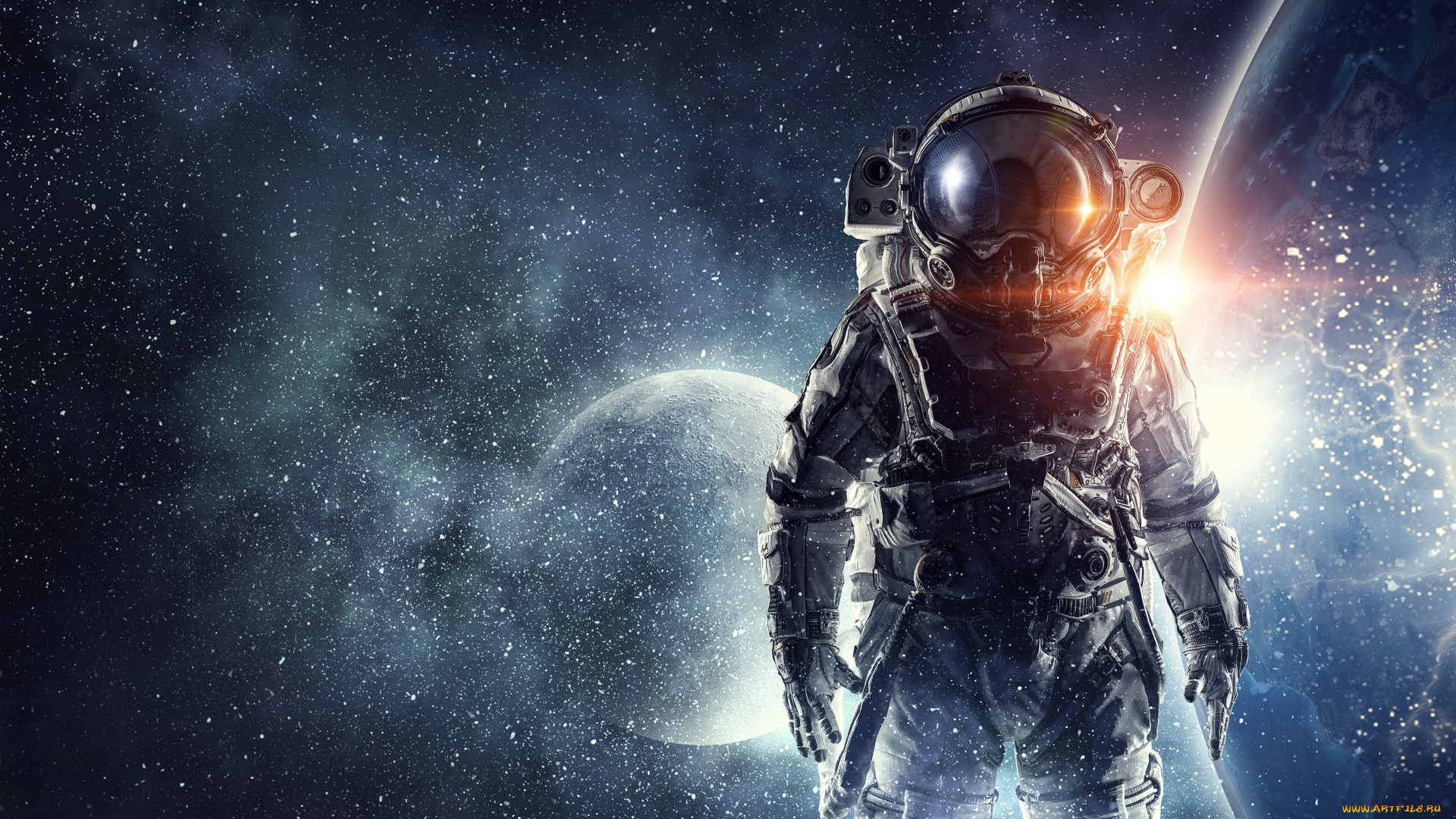 космос, астронавты, космонавты, фон, космонавт
