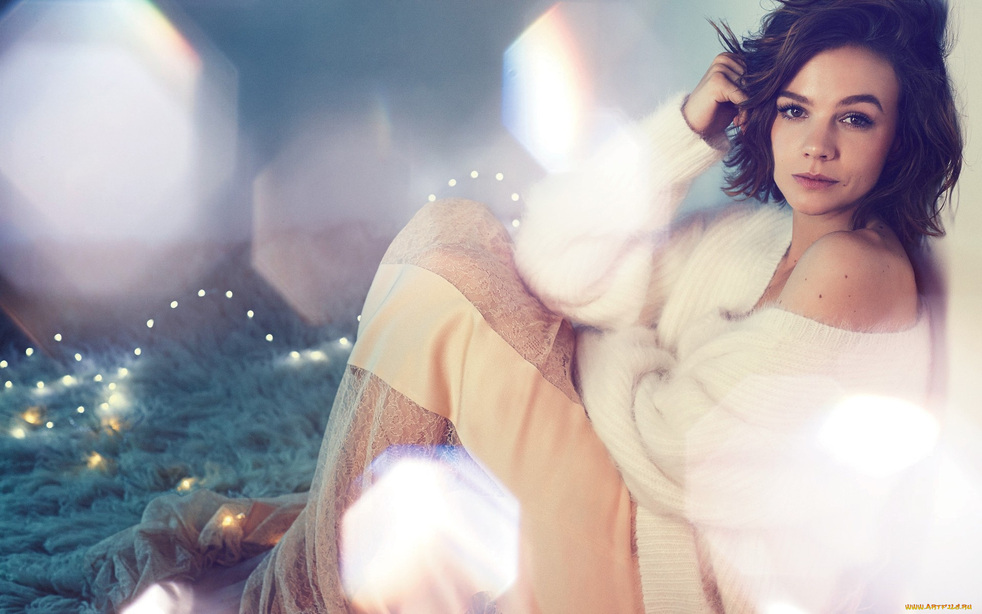 девушки, -unsort, , брюнетки, темноволосые, carey, mulligan, актриса, шатенка, свитер, юбка, блики