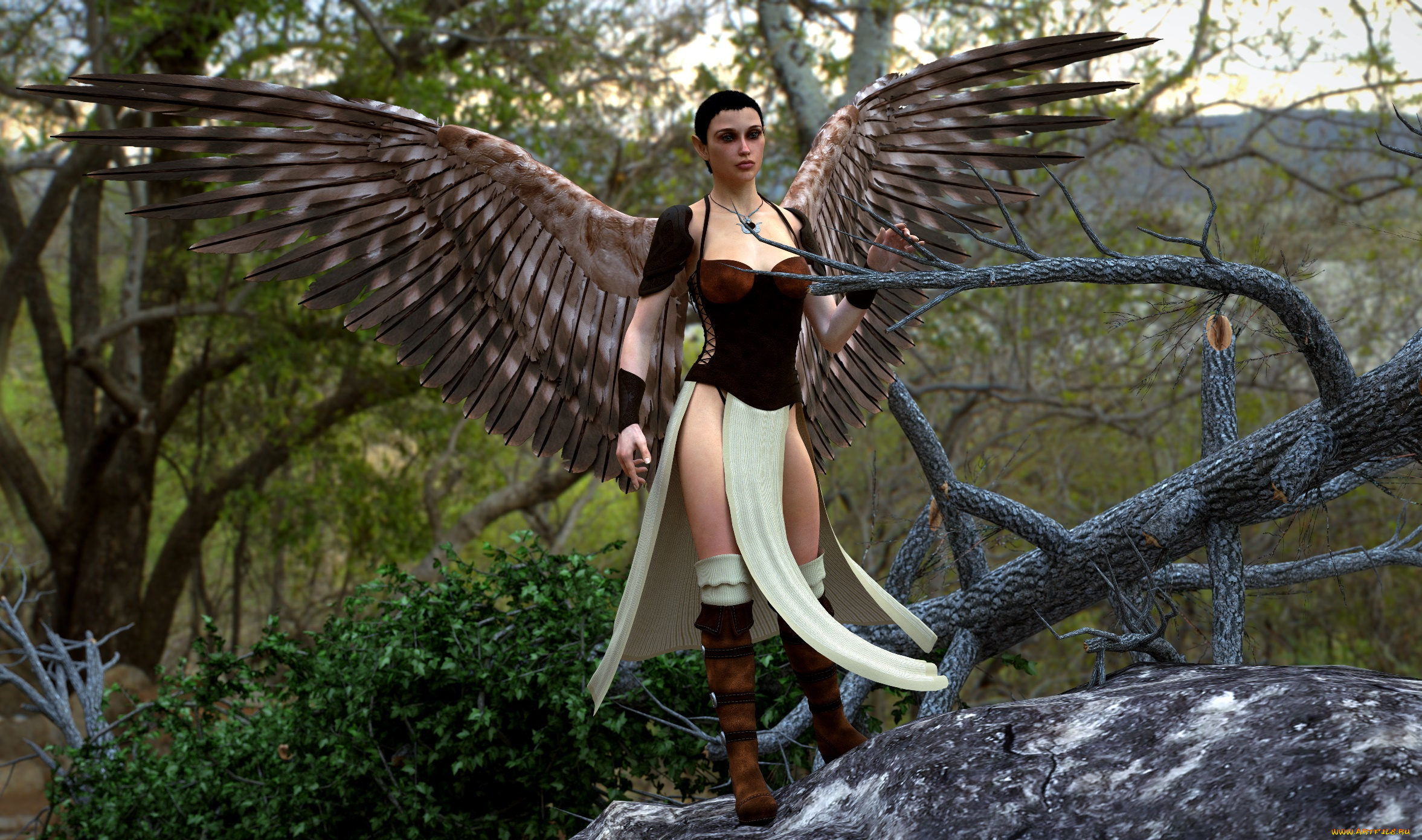 3д, графика, существа, , creatures, девушка, взгляд, фон