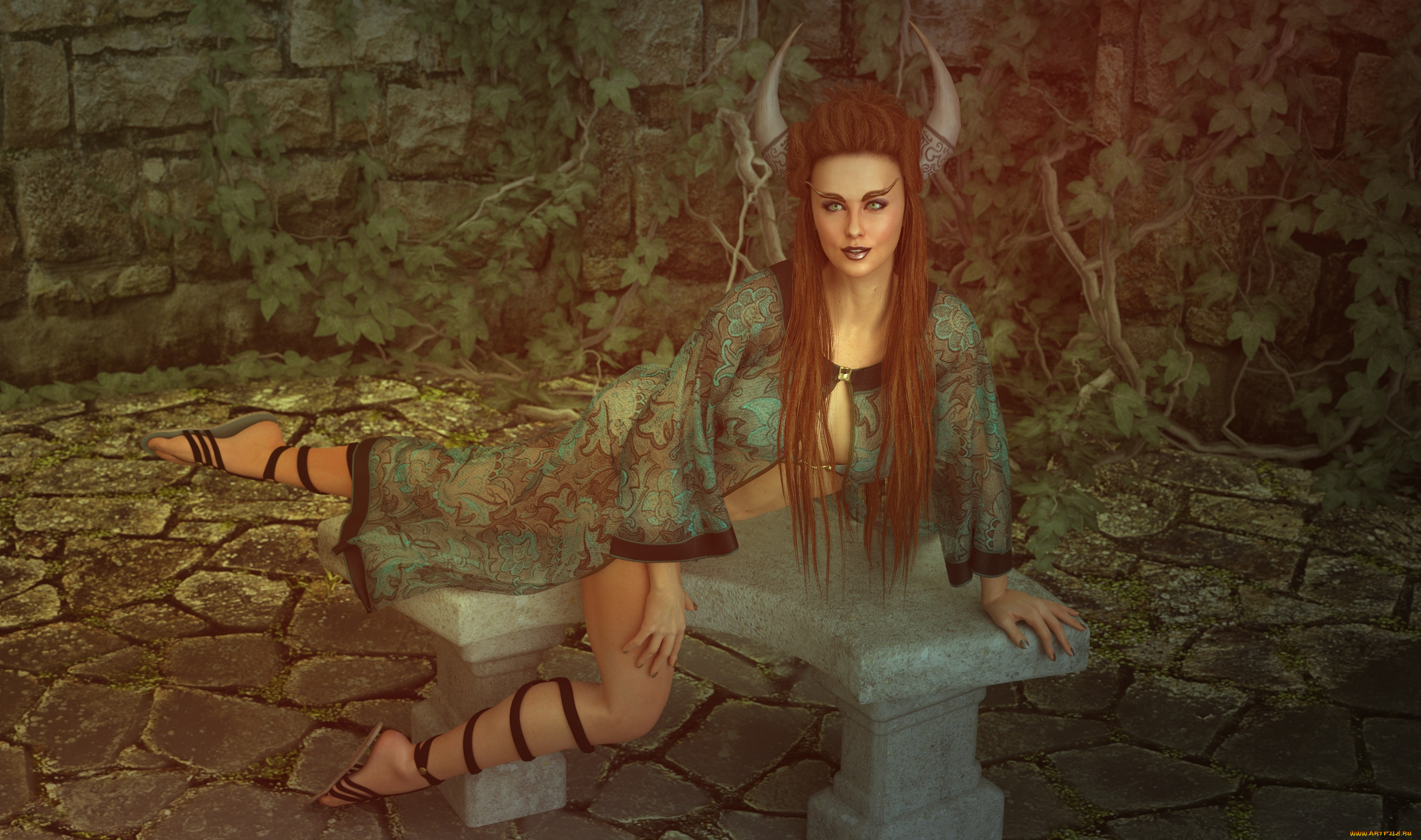 3д, графика, существа, , creatures, фон, взгляд, девушка