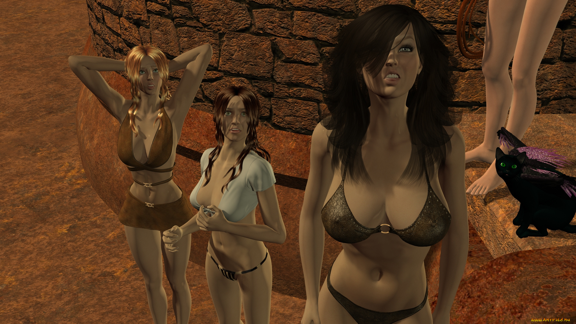 3д, графика, фантазия, , fantasy, фон, взгляд, девушки