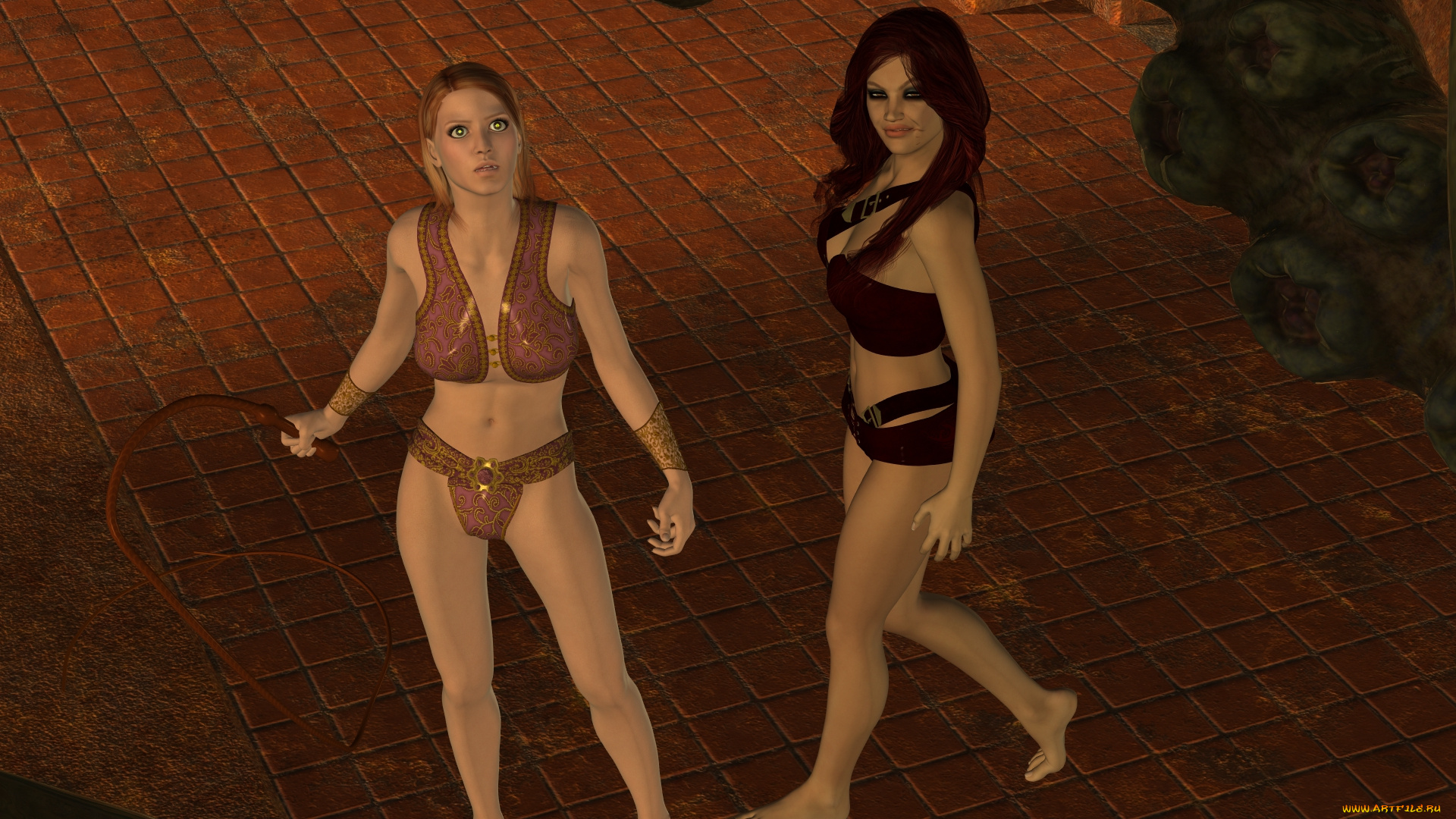 3д, графика, фантазия, , fantasy, взгляд, девушки, фон