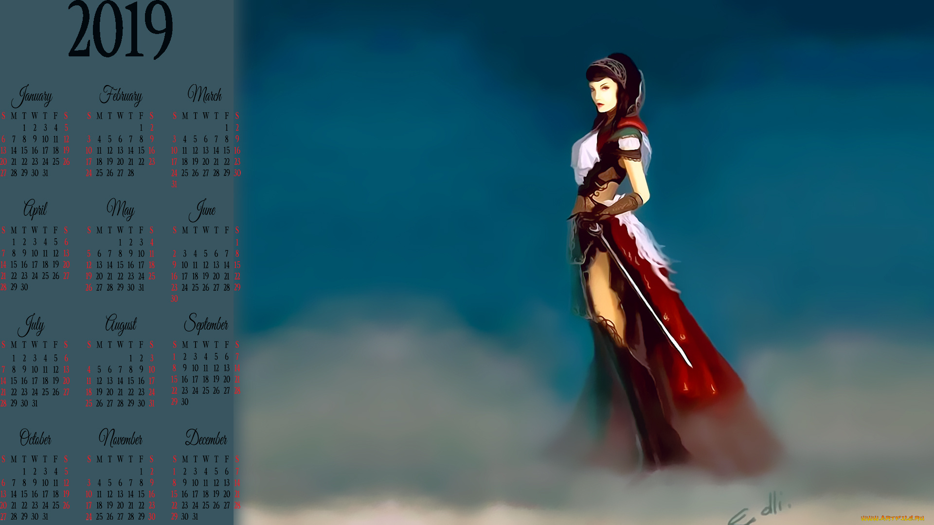 календари, фэнтези, женщина