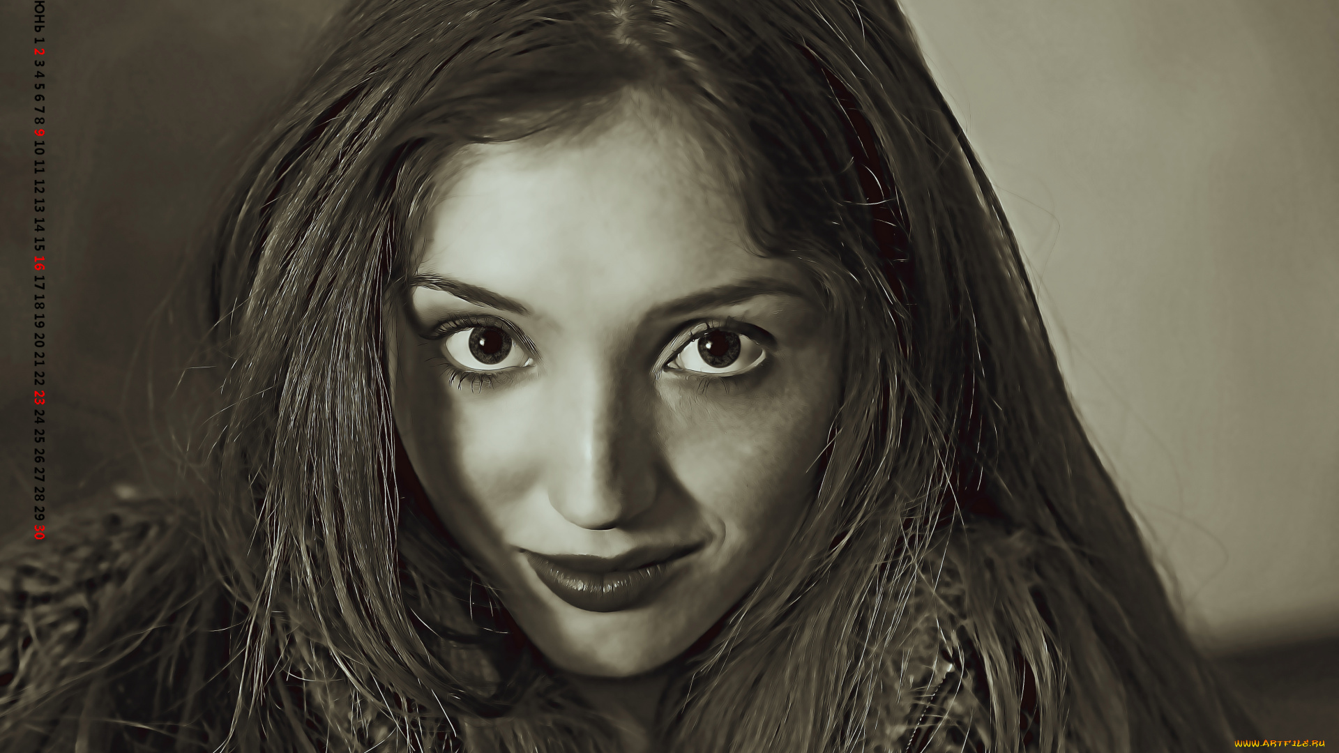 календари, компьютерный, дизайн, взгляд, лицо, девушка