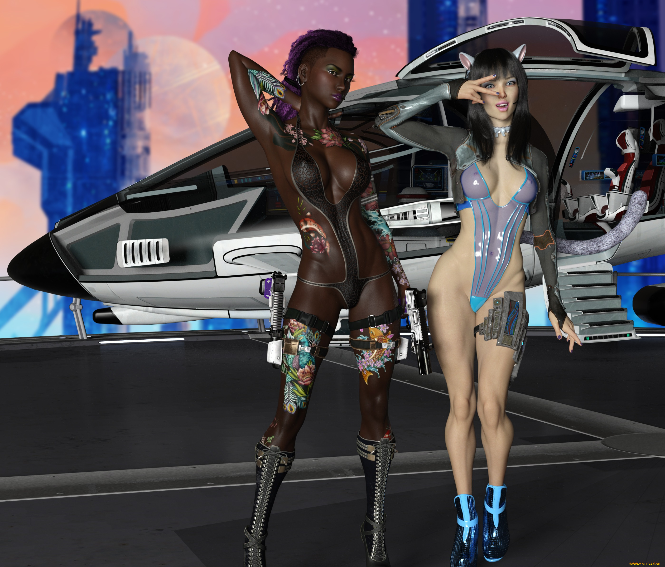 3д, графика, фантазия, , fantasy, фон, взгляд, девушки