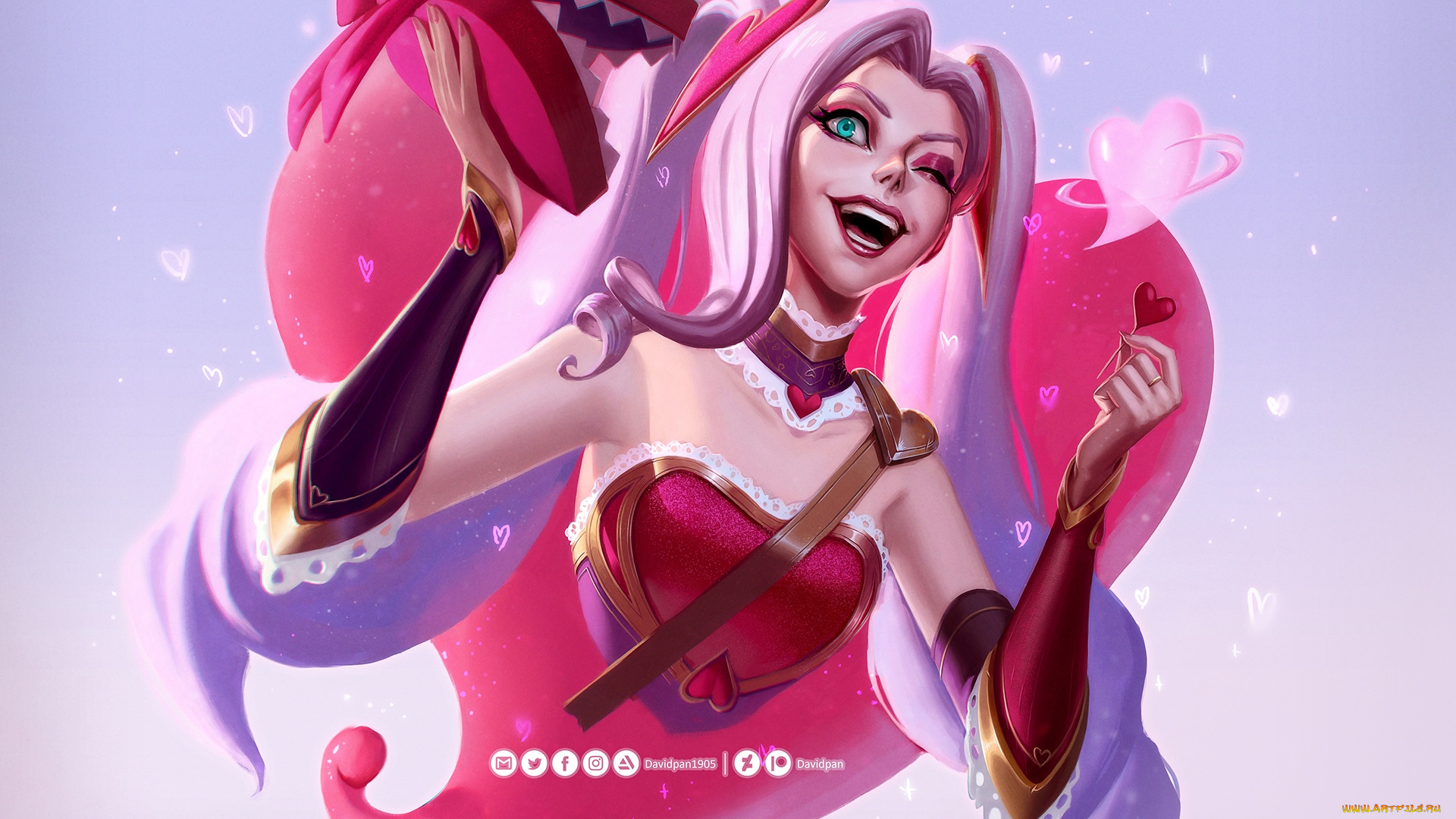 видео, игры, league, of, legends, сердечки, подарок, коробка, зубы, jinx