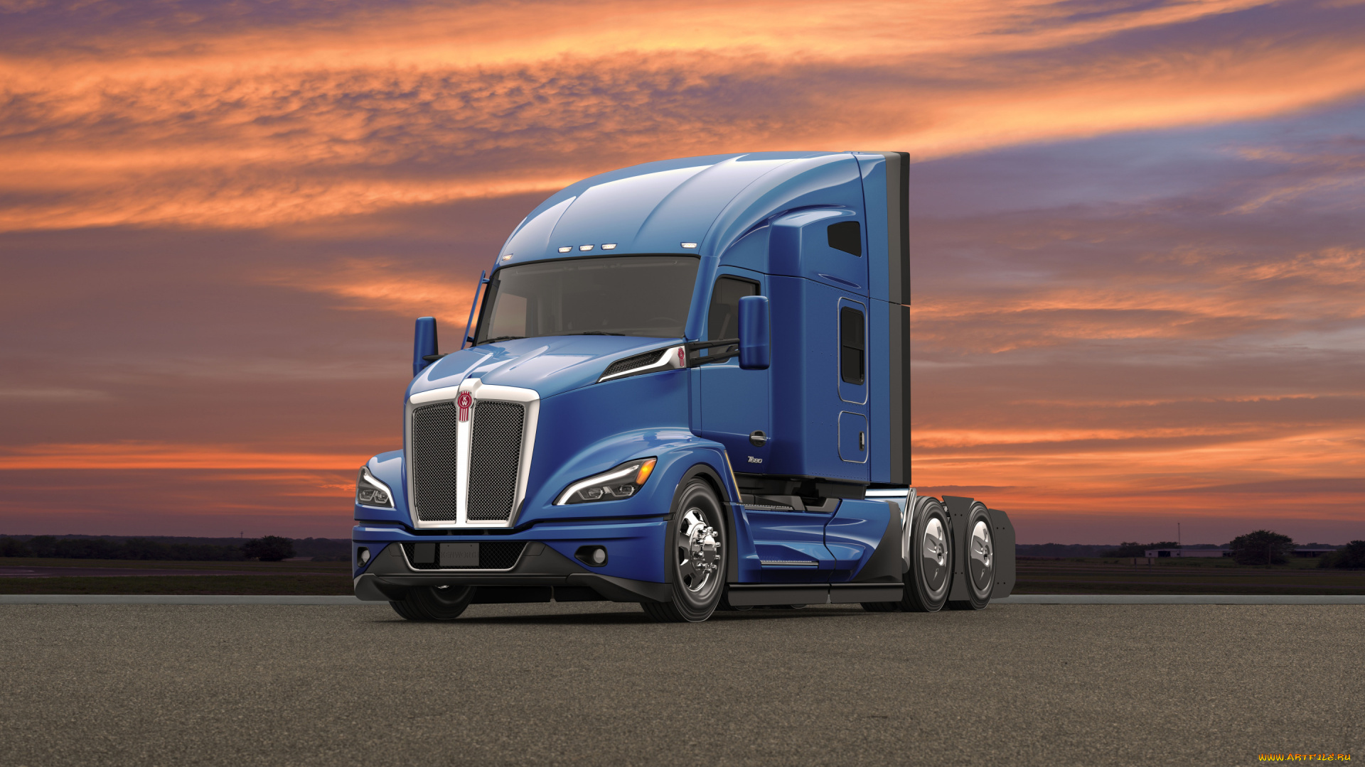 2021, kenworth, t680, автомобили, kenworth, t680, 2021, вид, спереди, экстерьер, next, gen, new, blue, american, trucks