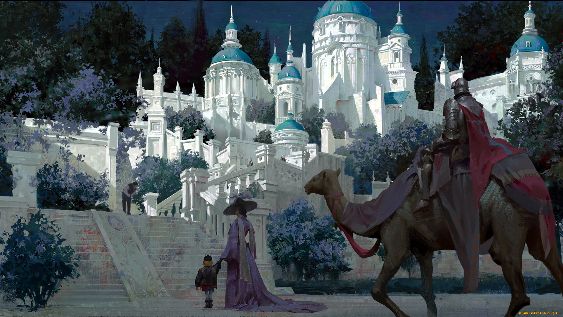 фэнтези, иные, миры, , иные, времена, дворец, сады, лестница, люди, верблюд