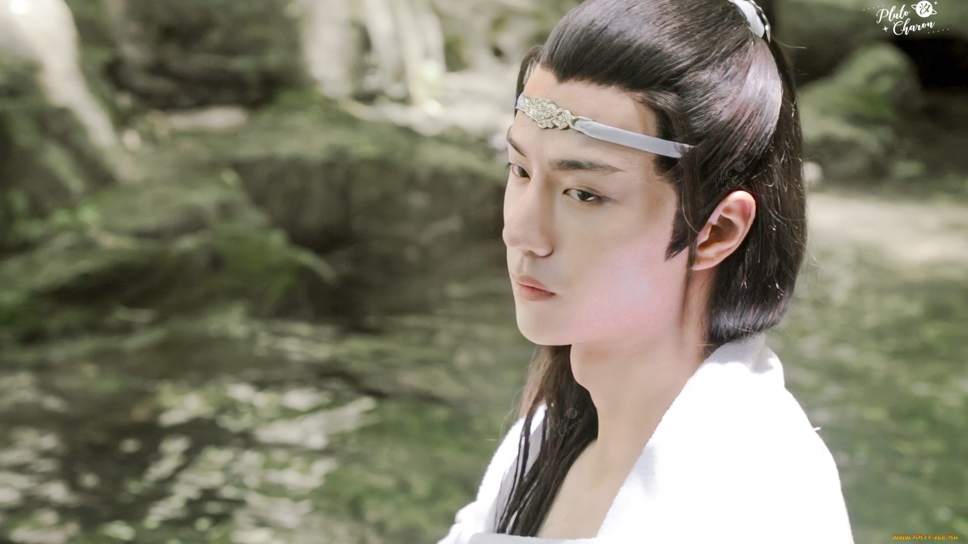 мужчины, wang, yi, bo, актер, лицо, полотенце, озеро