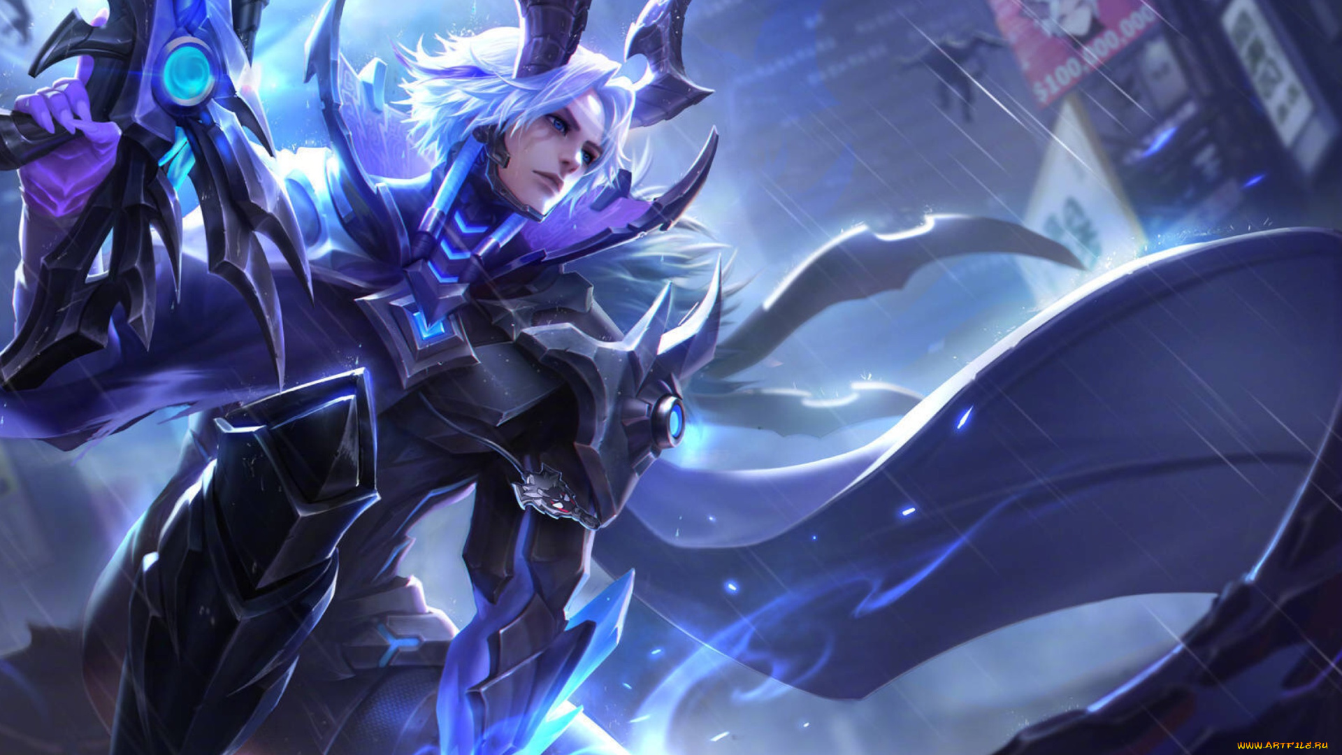 видео, игры, honor, of, kings, парень, броня, плащ, оружие