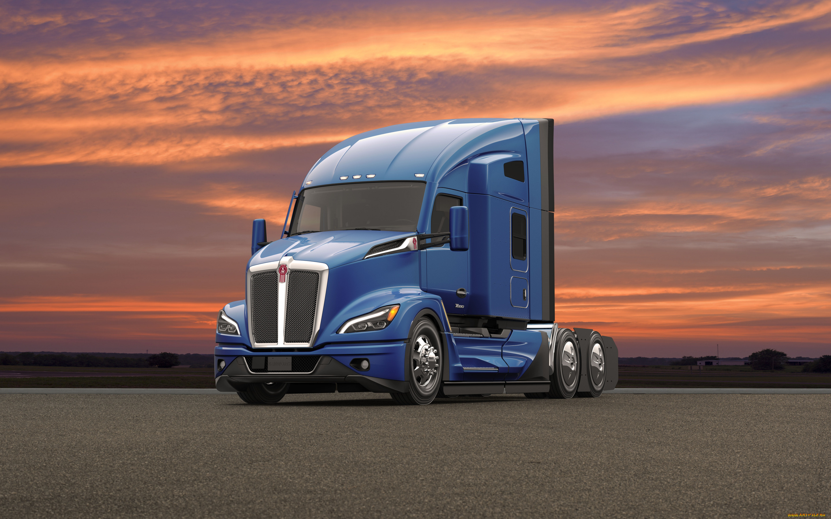 2021, kenworth, t680, автомобили, kenworth, t680, 2021, вид, спереди, экстерьер, next, gen, new, blue, american, trucks