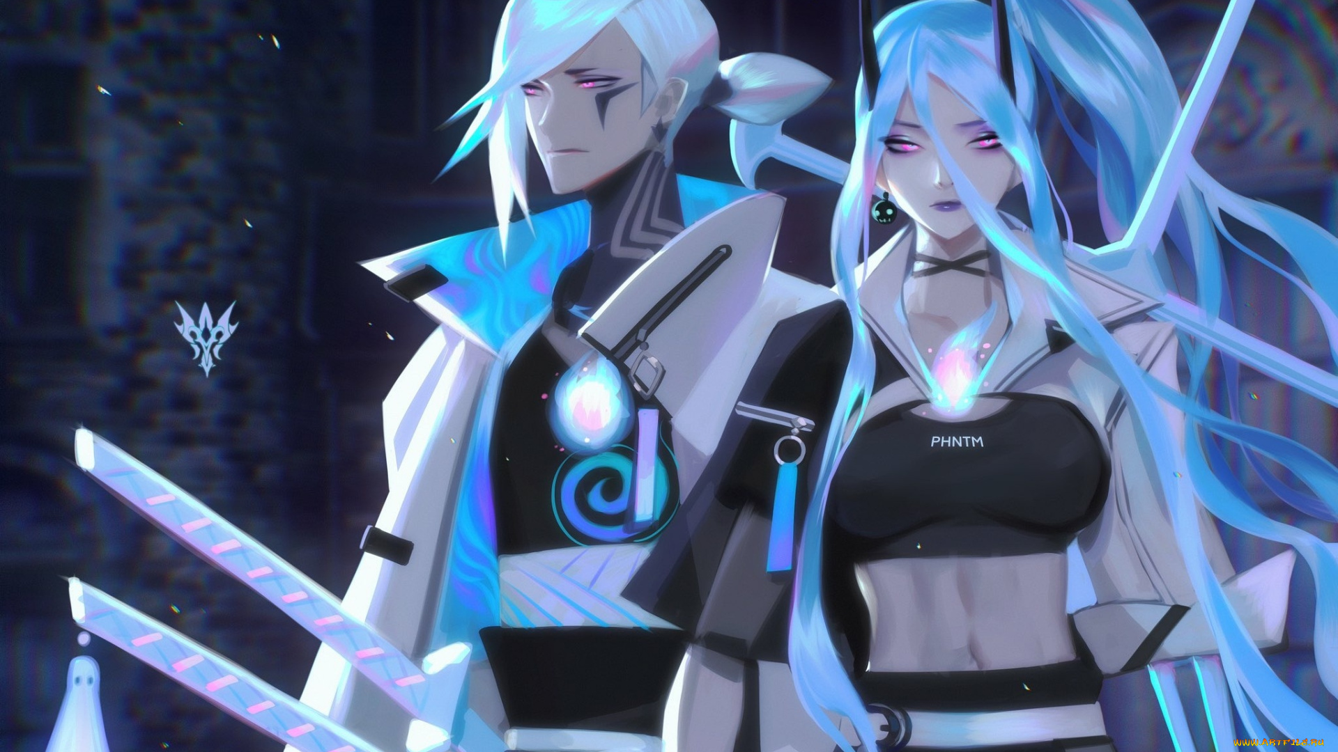 аниме, ангелы, , демоны, девушка, парень