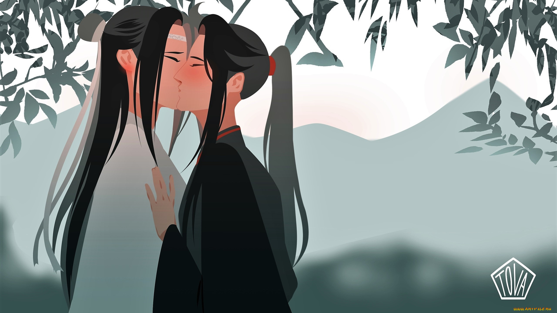 аниме, mo, dao, zu, shi, вэй, усянь, лань, ванцзы, поцелуй