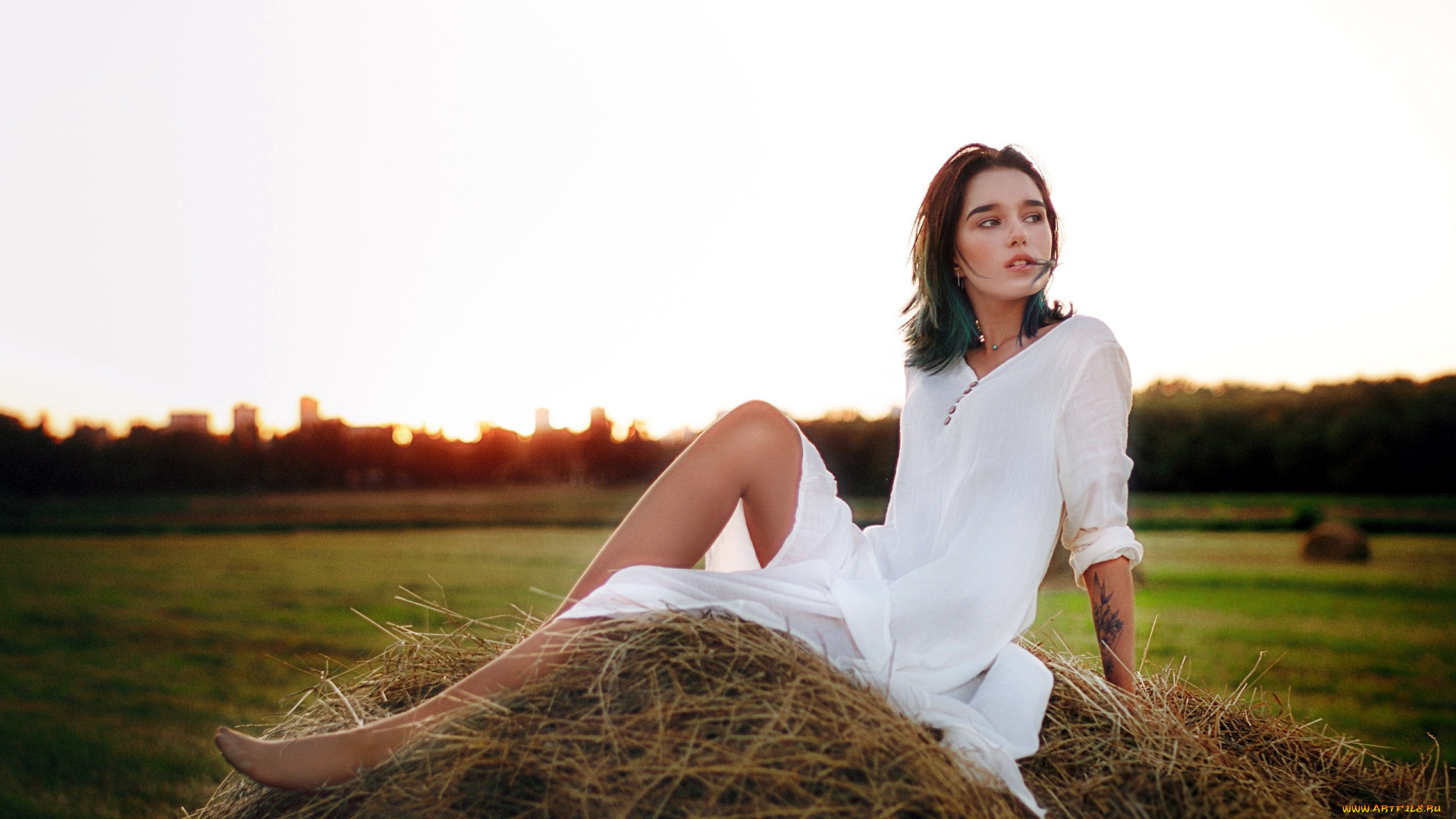 девушки, -, рыжеволосые, и, разноцветные, сено, белое, платье, мария, ларина