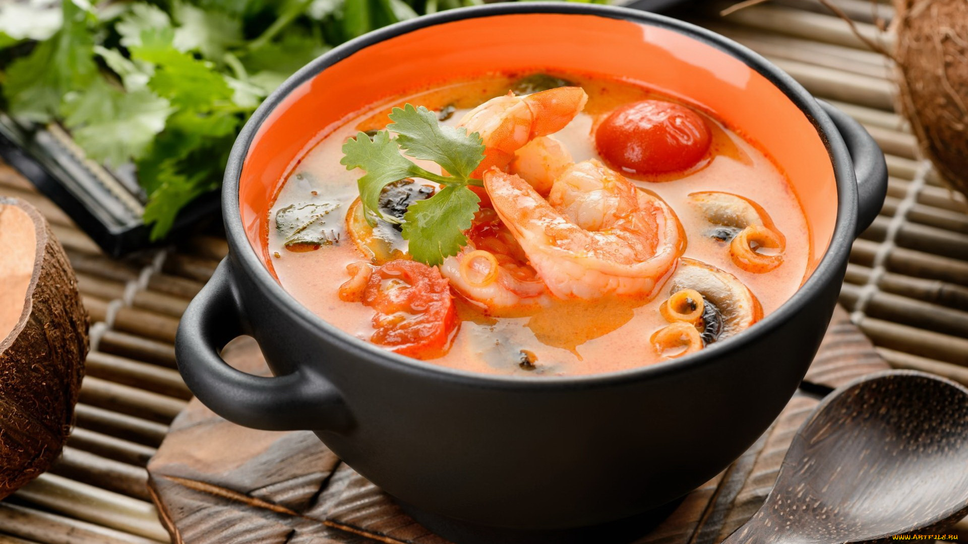 еда, первые, блюда, рыбный, суп, креветка