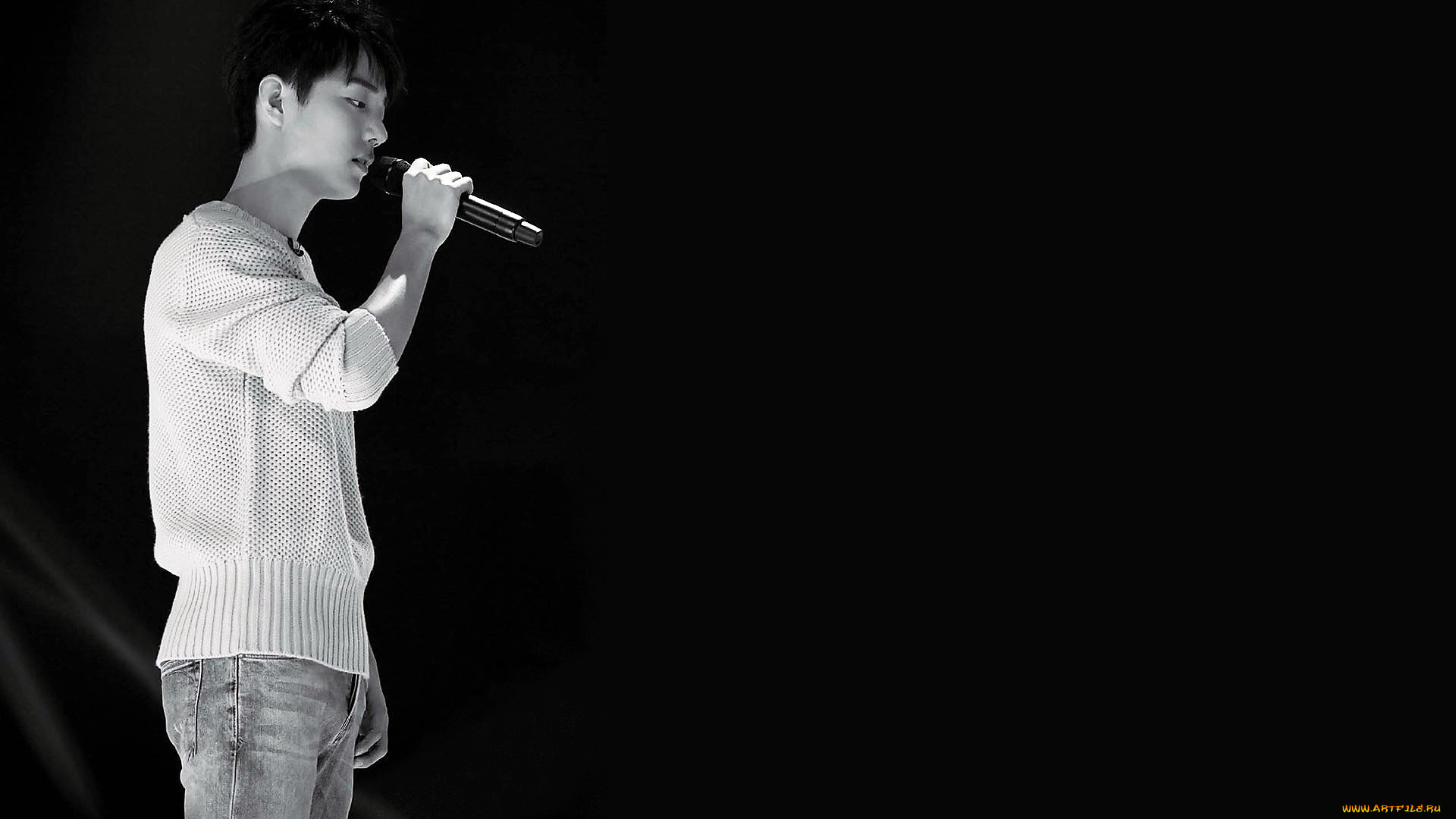 мужчины, xiao, zhan, актер, певец, микрофон, свитер, сцена