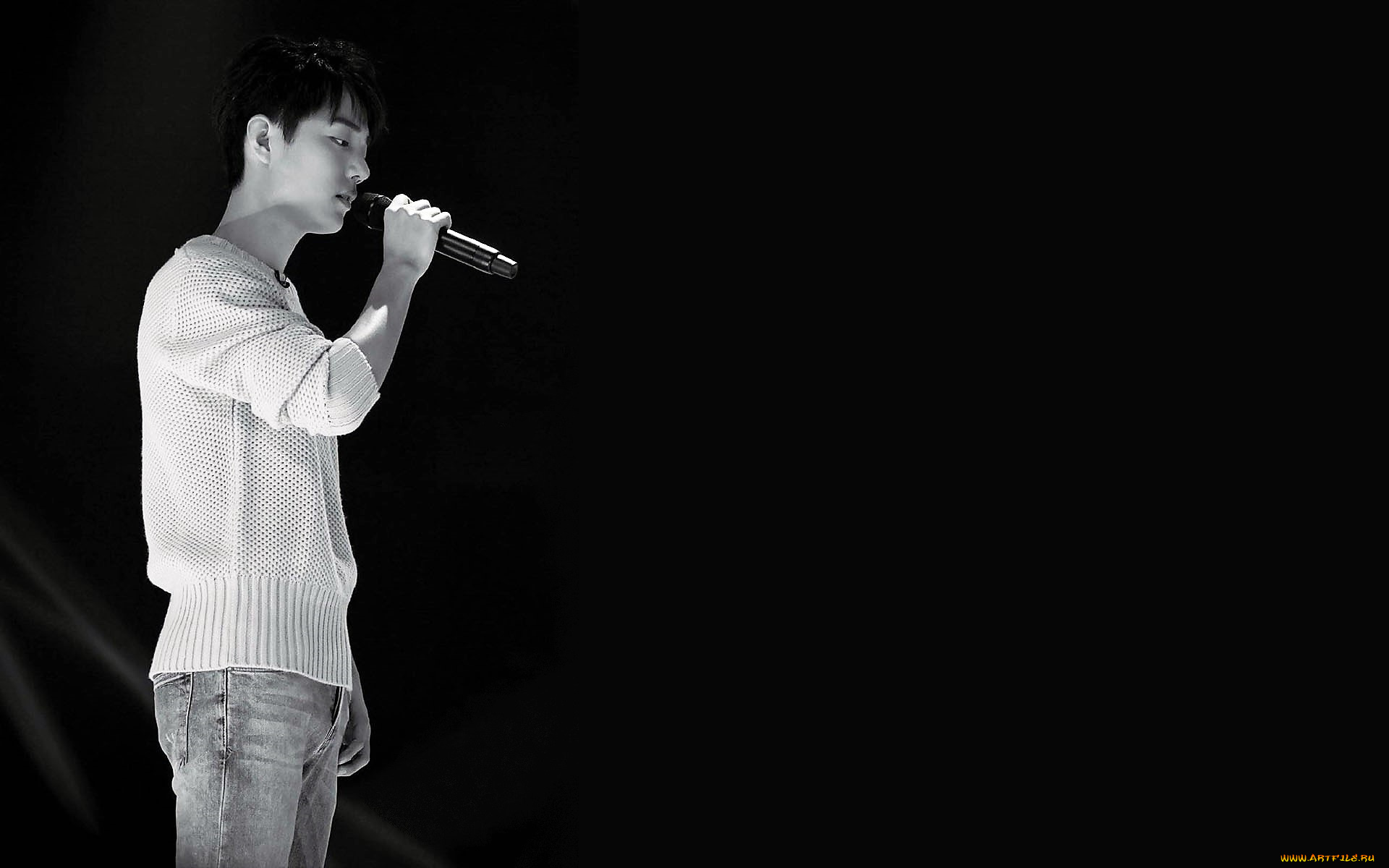 мужчины, xiao, zhan, актер, певец, микрофон, свитер, сцена