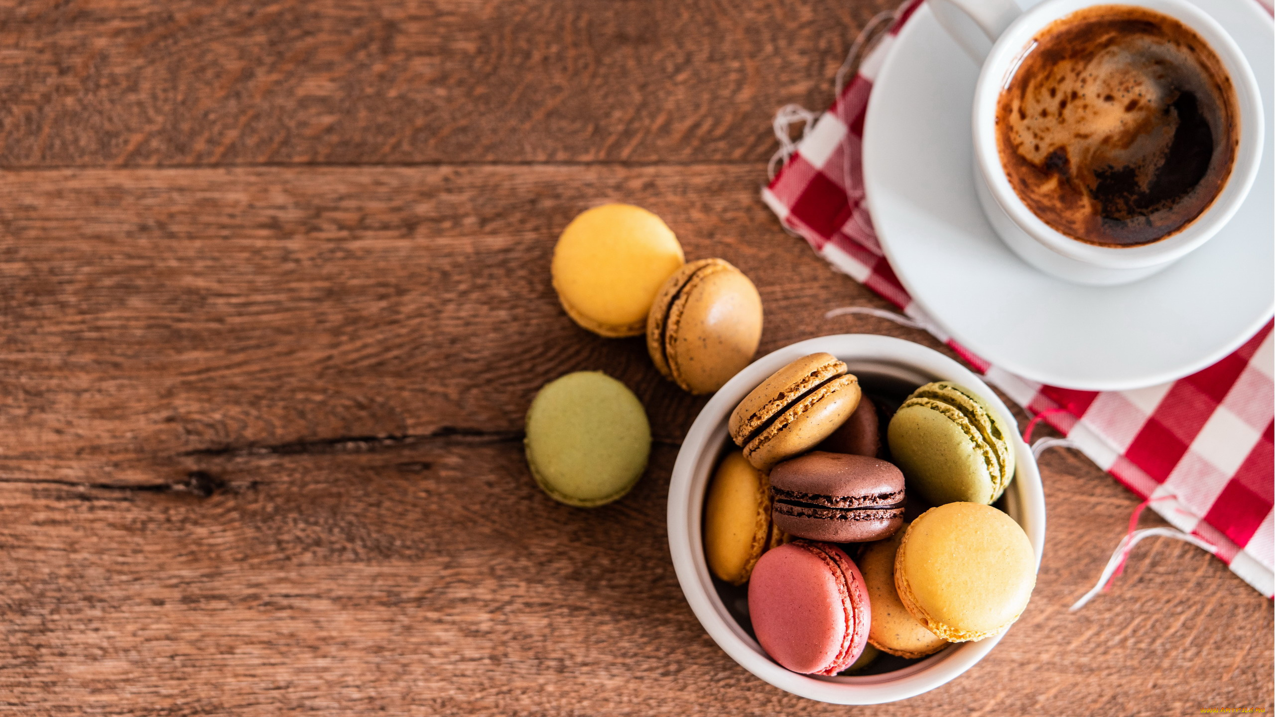 еда, макаруны, лакомство, печенье, ассорти, кофе